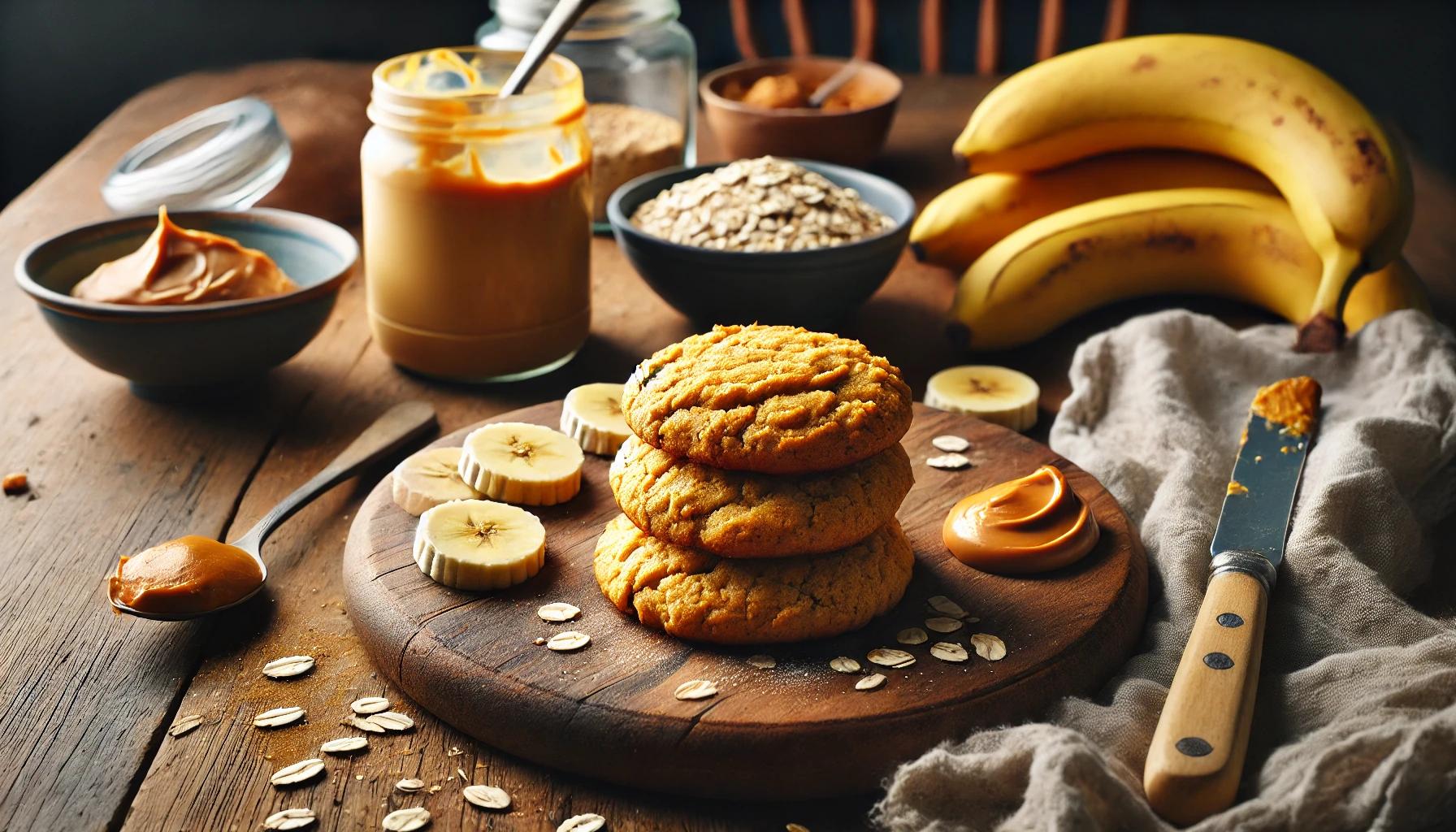 Biscuiti cu banane si unt de arahide