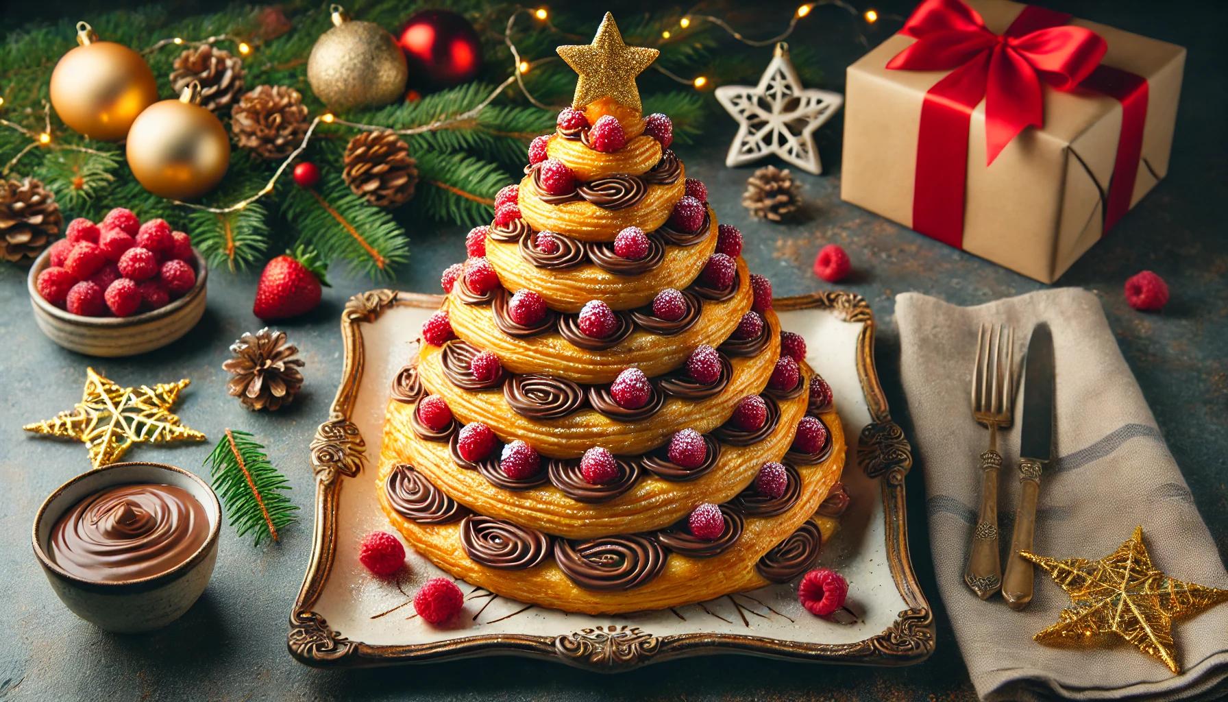 Brad de Craciun din foietaj cu Nutella - reteta festiva