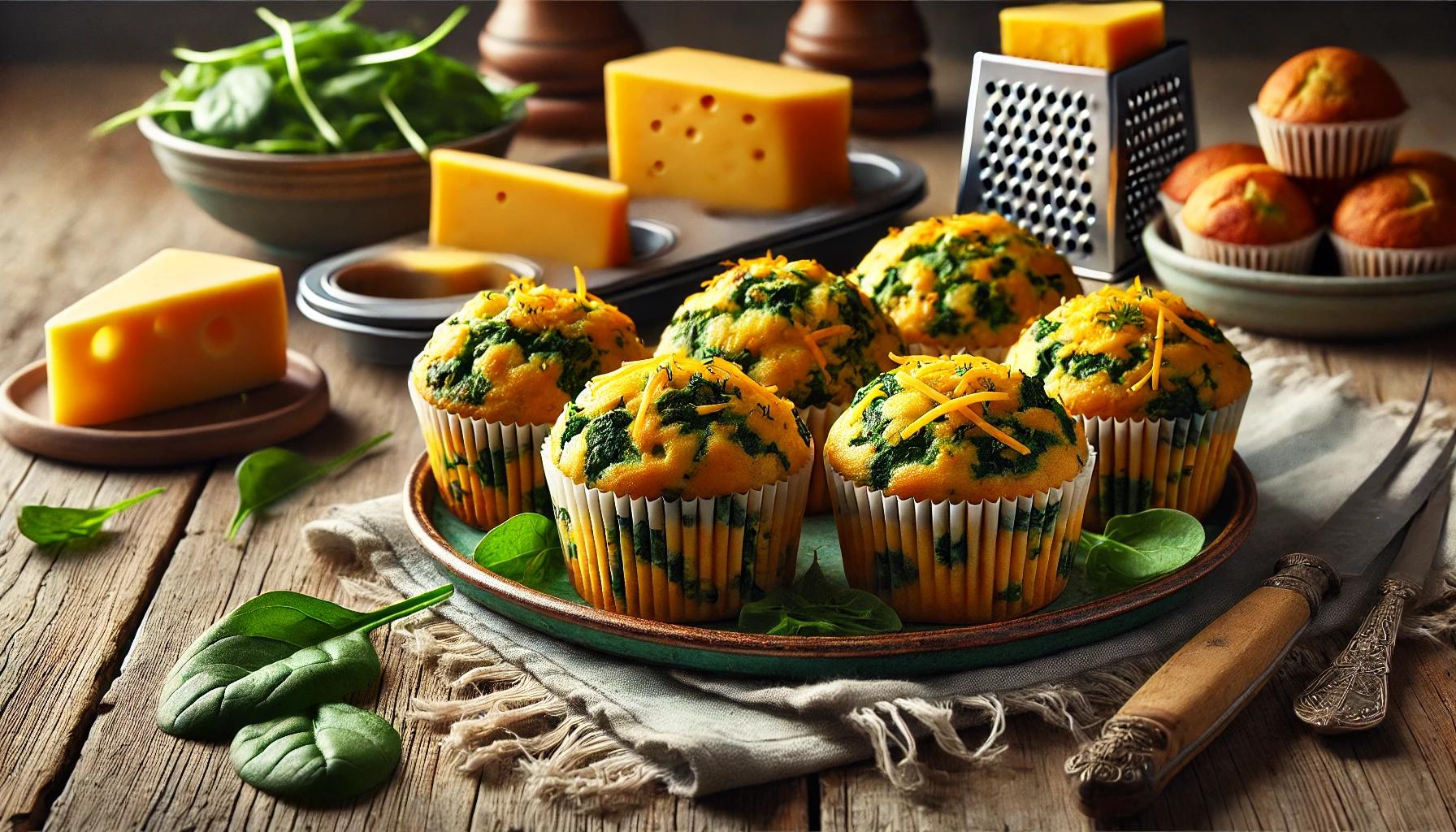 Briose aperitiv cu spanac si cheddar