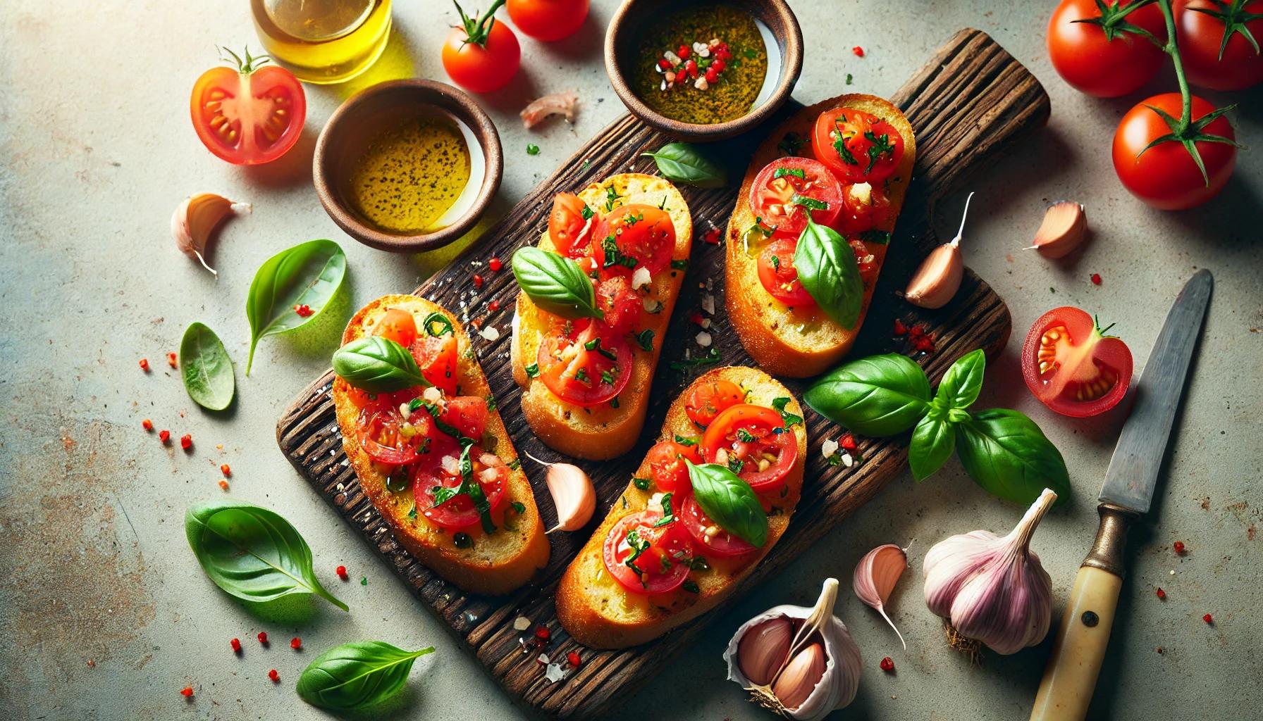 Bruschete cu rosii, usturoi si busuioc - cea mai gustoasa combinatie