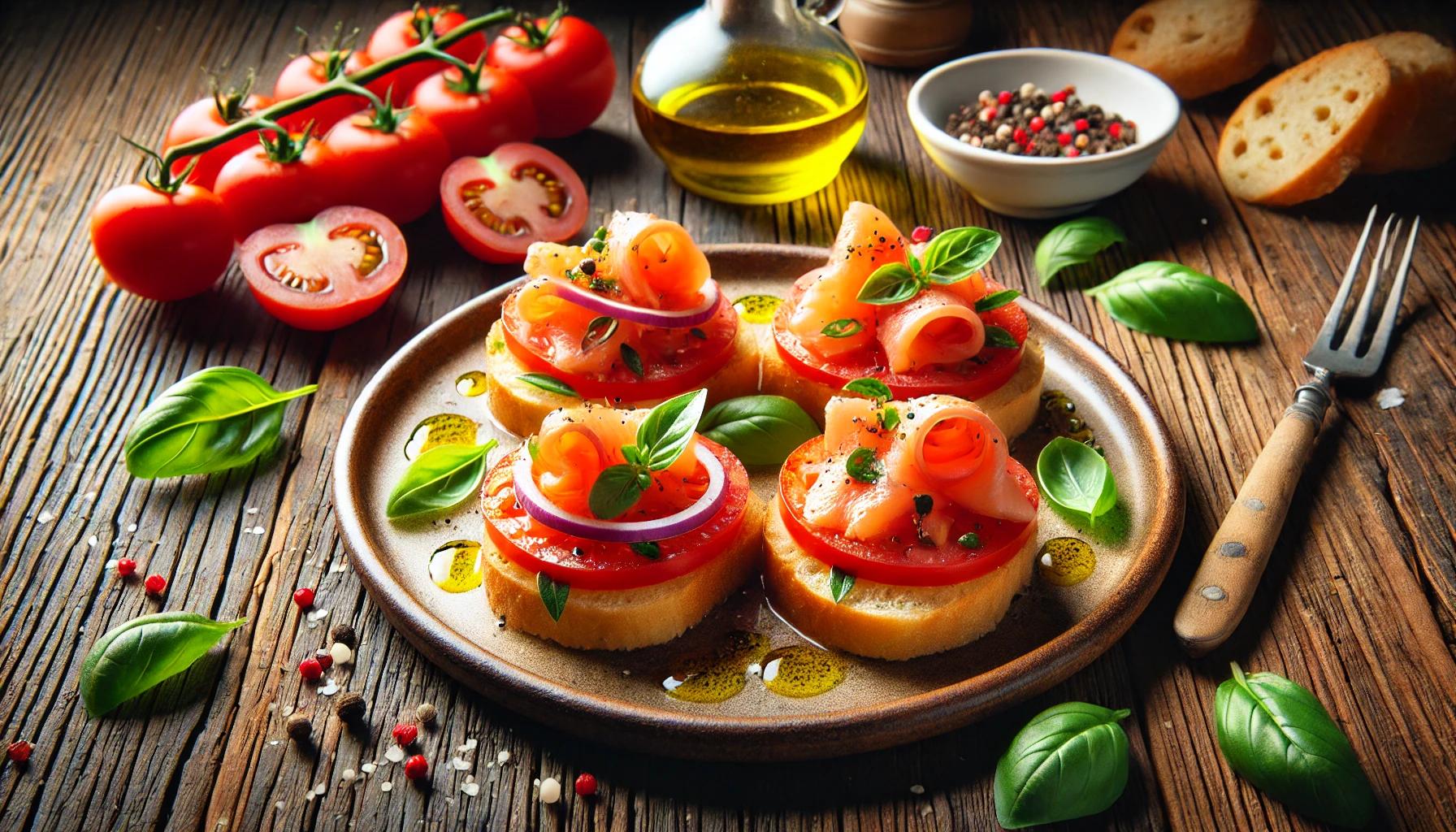 Bruschette cu Somon si Rosii