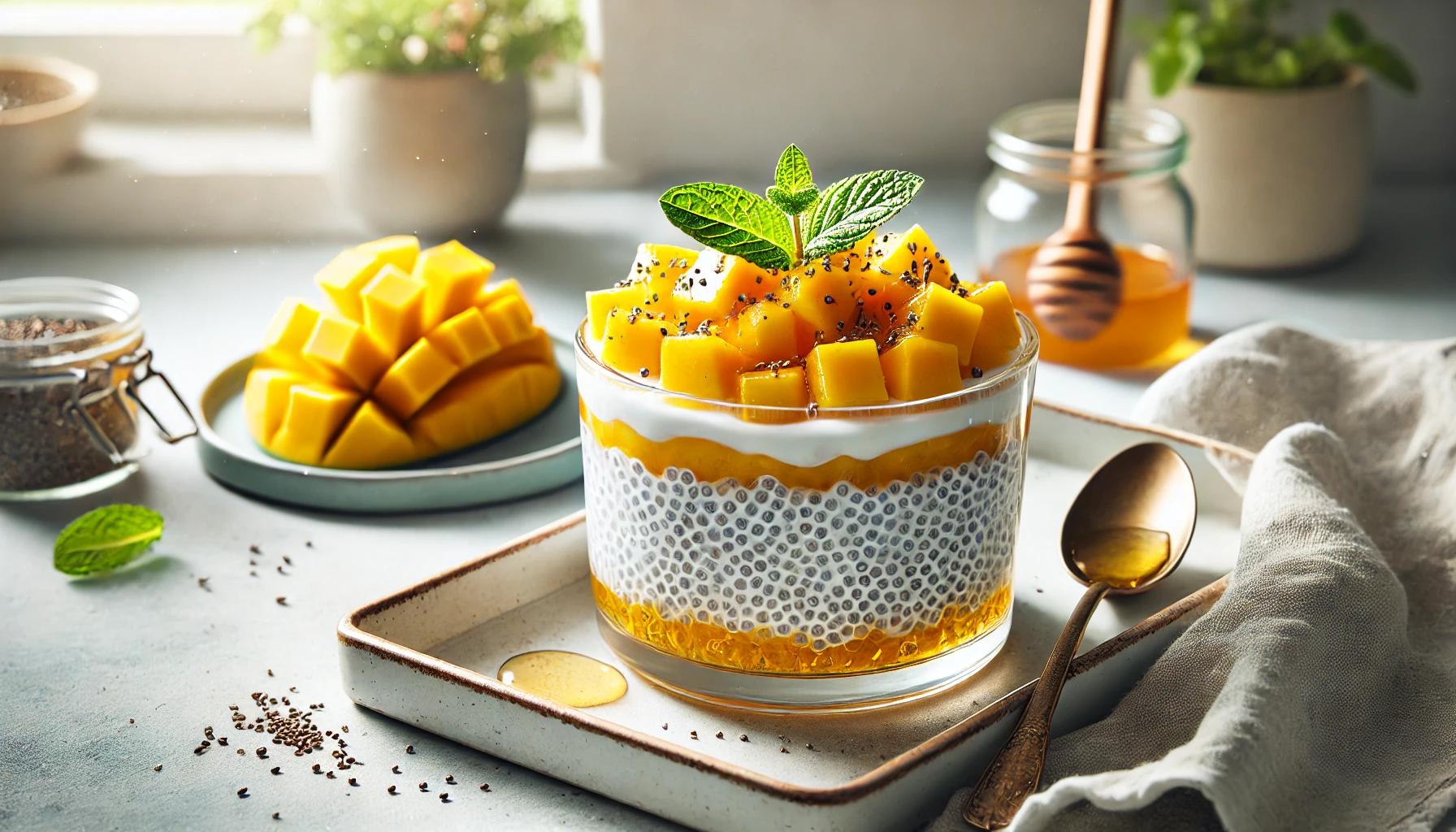 Budinca de chia cu mango - desert sanatos