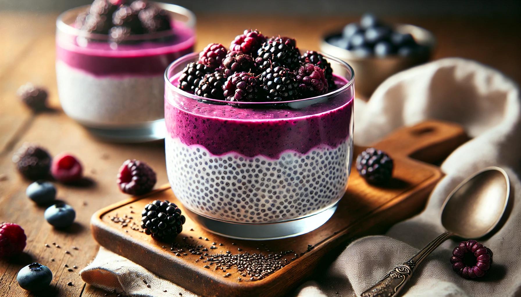 Budinca de chia cu smoothie de coacaze - reteta delicioasa