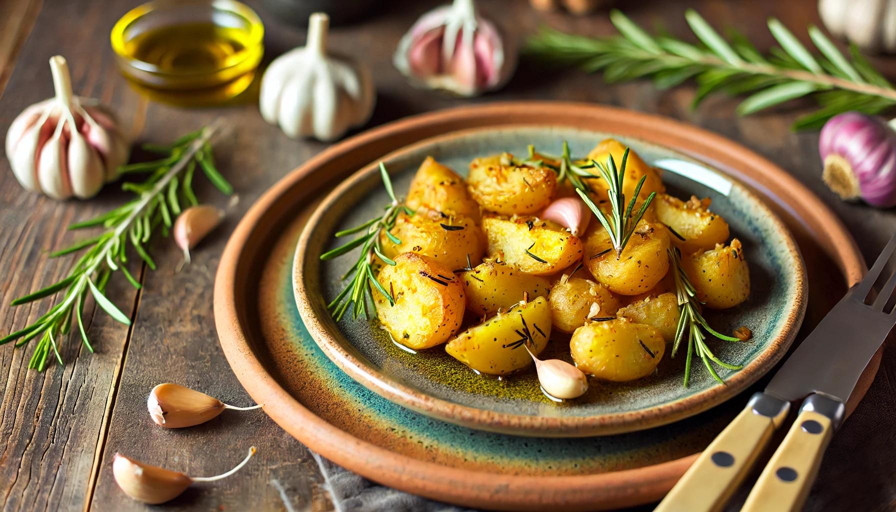 Cartofi copti cu usturoi si rozmarin - garnitura delicioasa