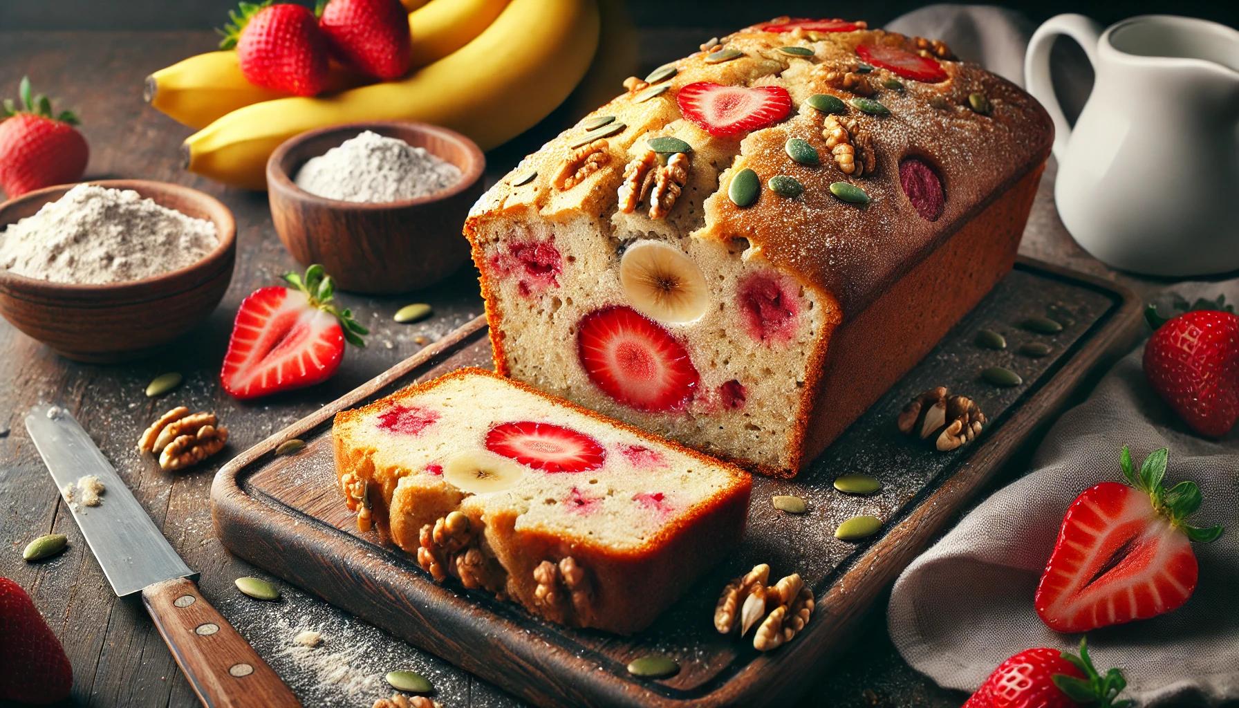 Chec cu banane si capsuni - Desert usor si delicios