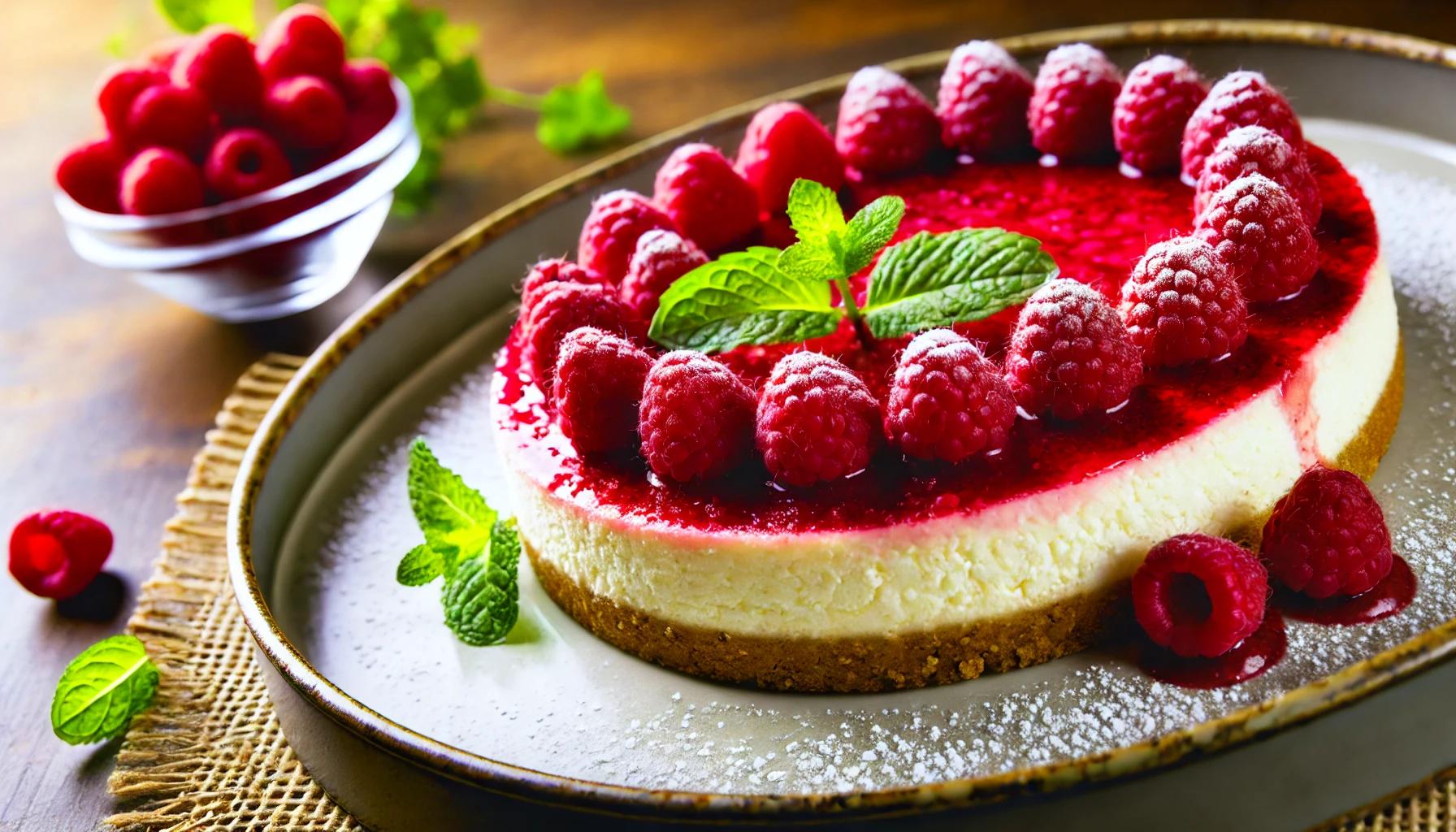 Cheesecake cu zmeura - desert cremos si fresh