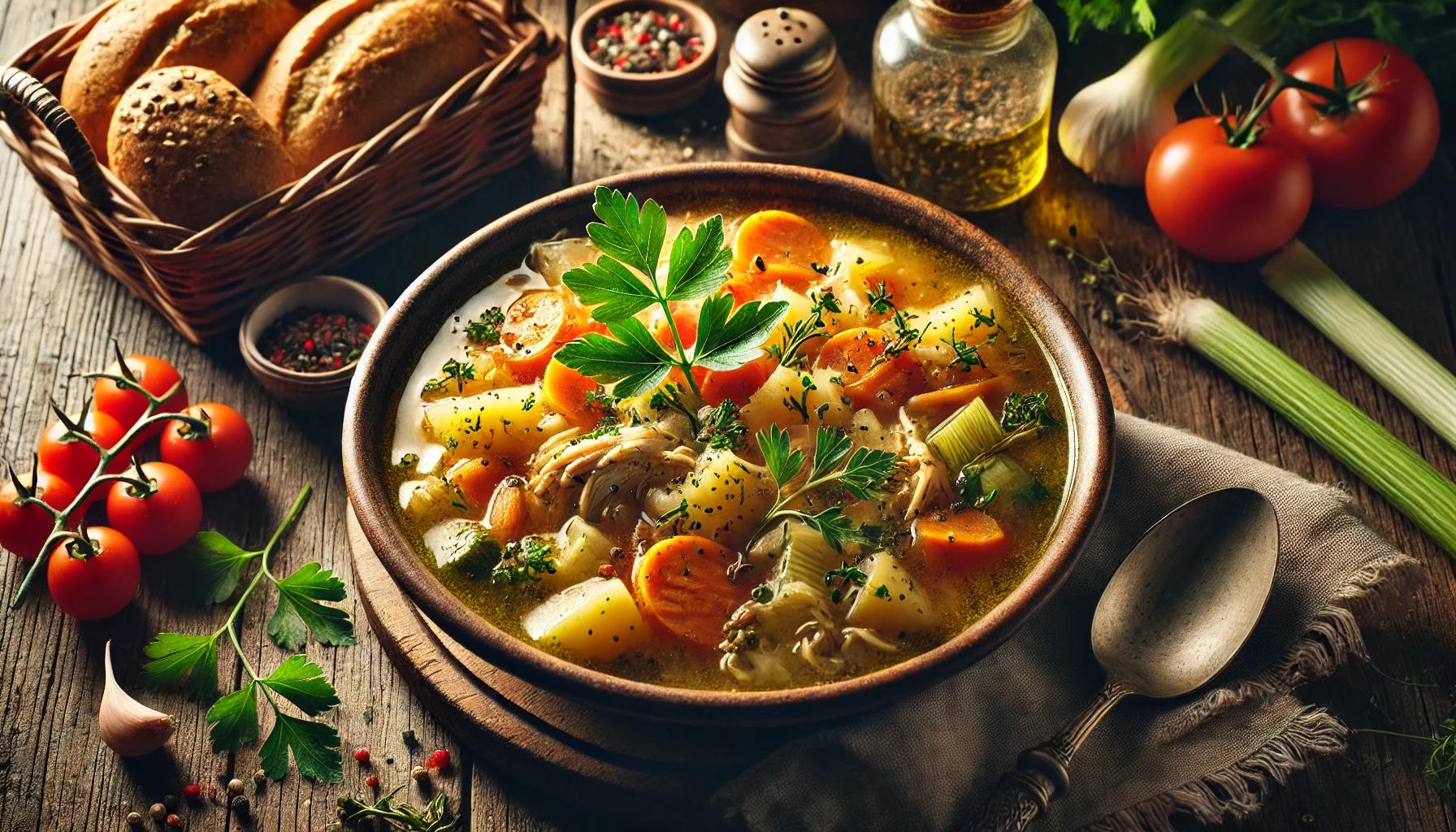 Ciorba taraneasca de pui - Reteta clasica cu multe legume