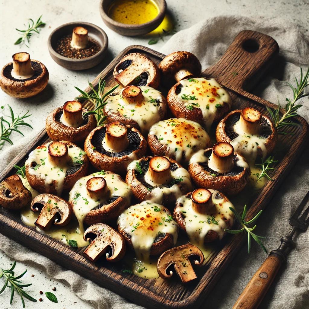 Ciuperci la Gratar cu Branza sau Mozzarella