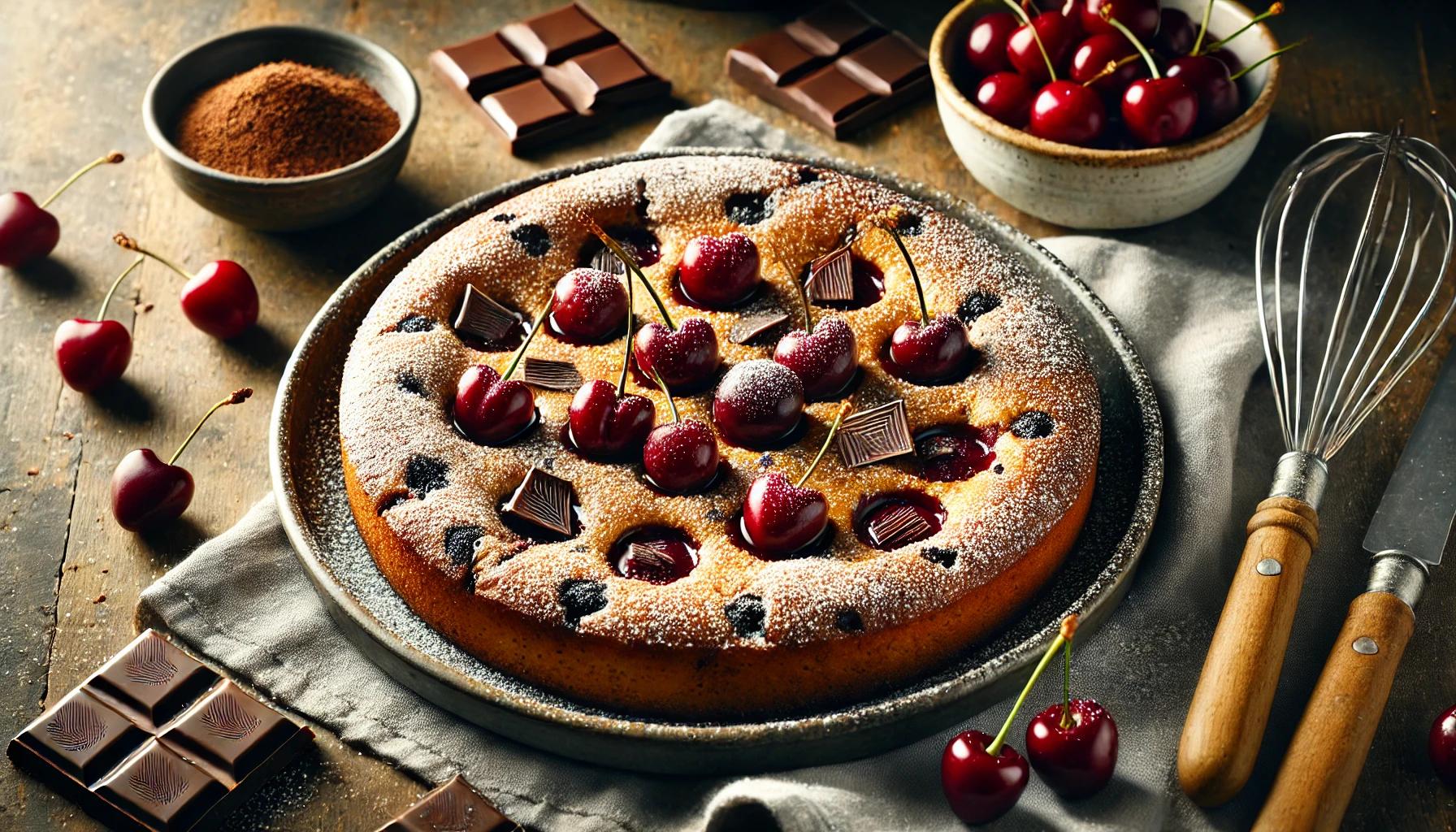 Clafoutis cu ciocolata si cirese - Desert frantuzesc delicios