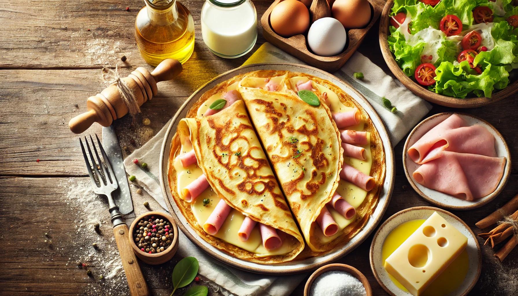 Clatite delicioase cu sunca si cascaval