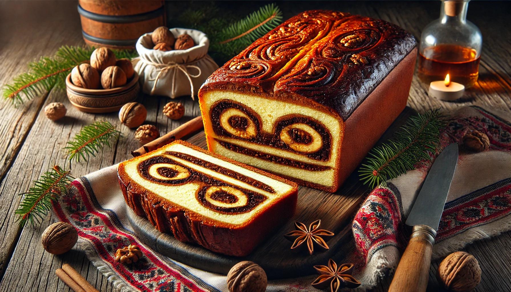 Cozonac moldovenesc pufos cu nuca si cacao