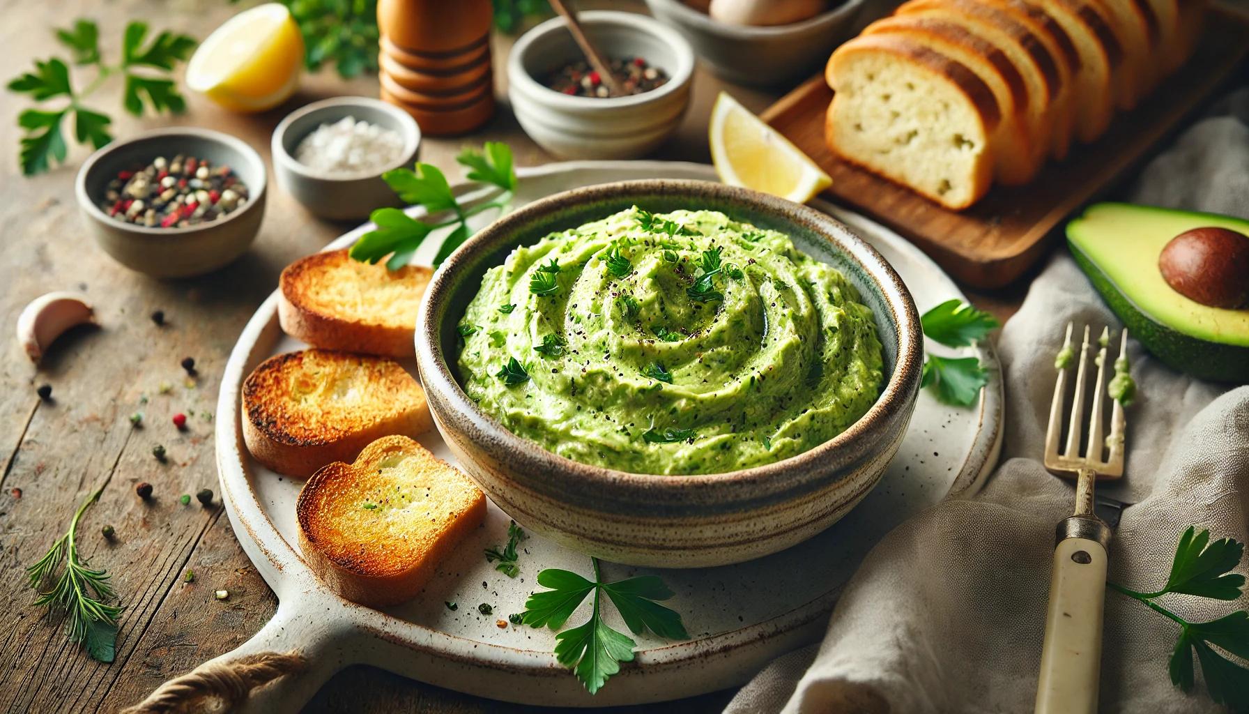 Crema de Avocado cu Branza, Usturoi si Patrunjel