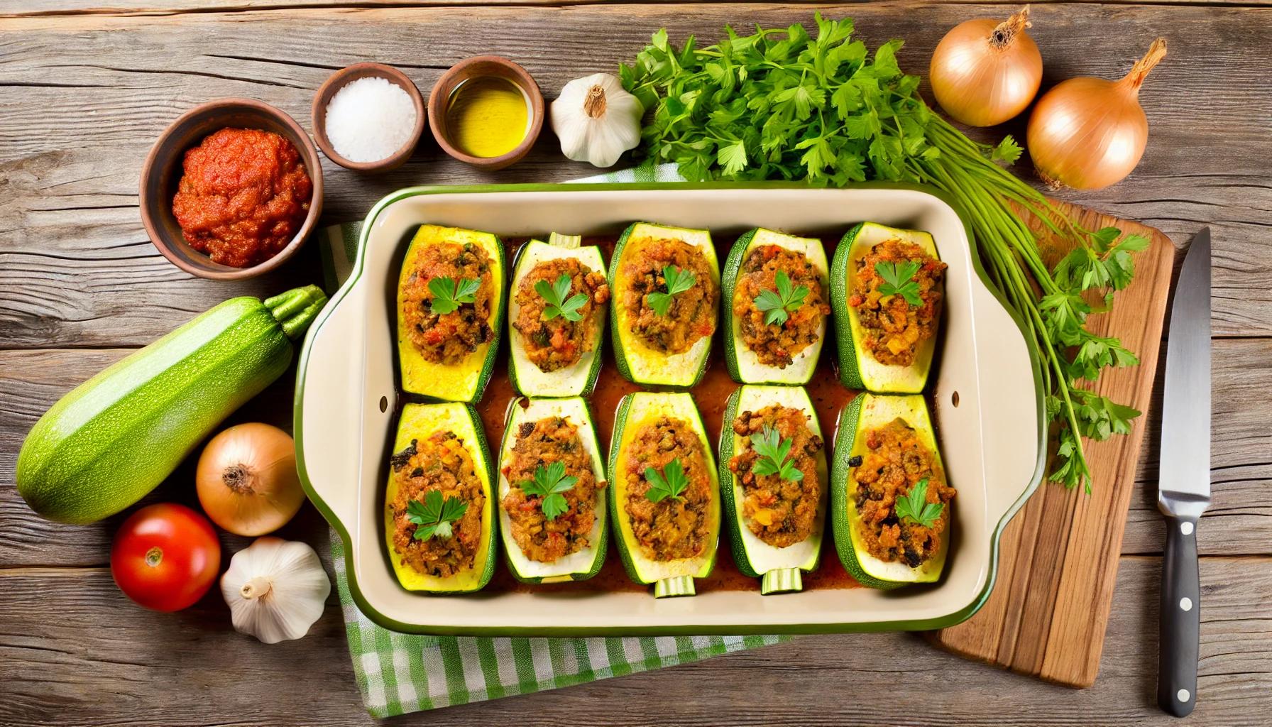 Dovlecei umpluti cu carne si legume