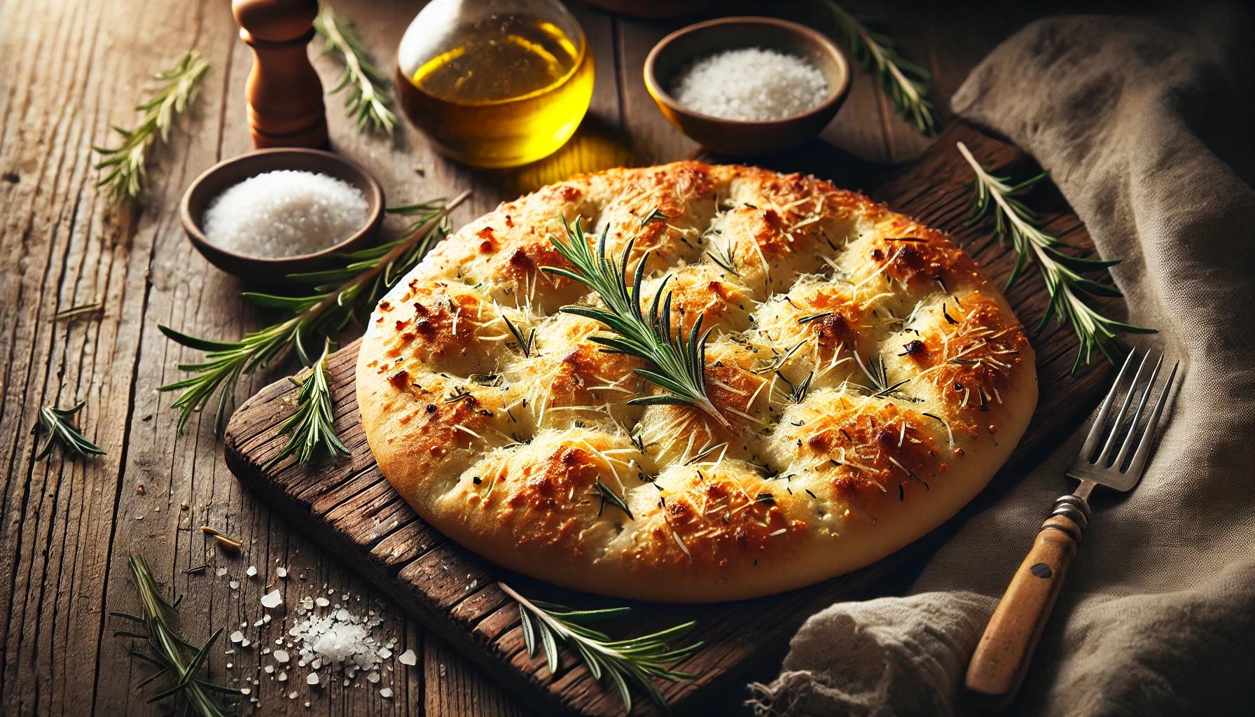 Focaccia cu parmezan crocantă