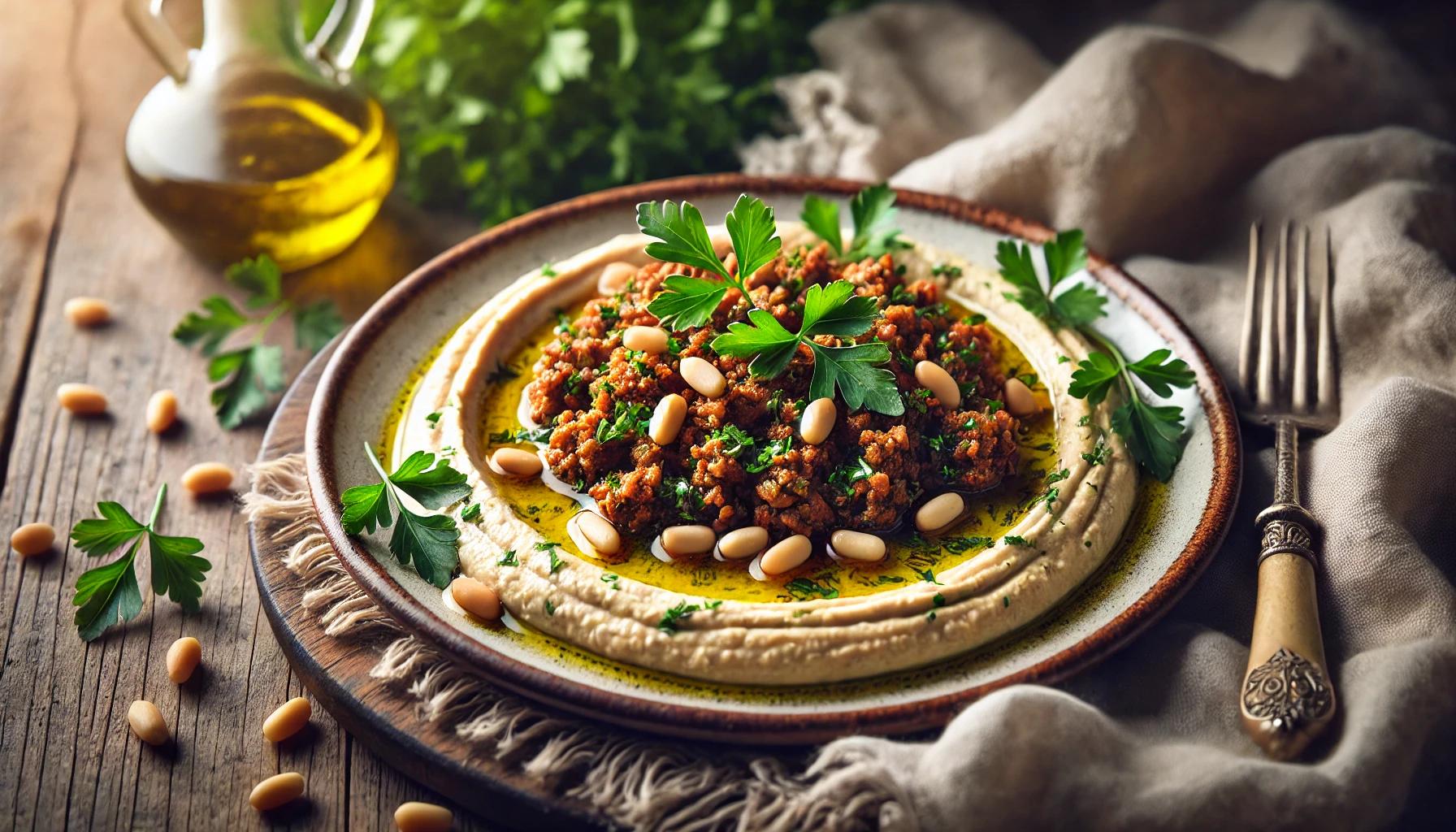 Hummus cu carne tocata de vita - combinatie satioasa si aromata