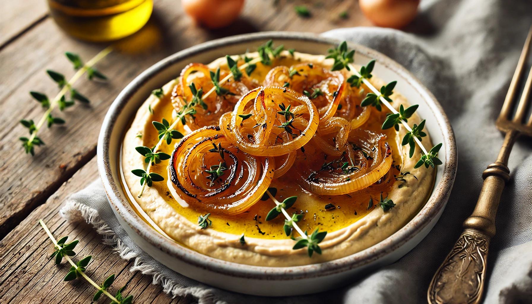 Hummus cu ceapa dulce caramelizata - Reteta usoara