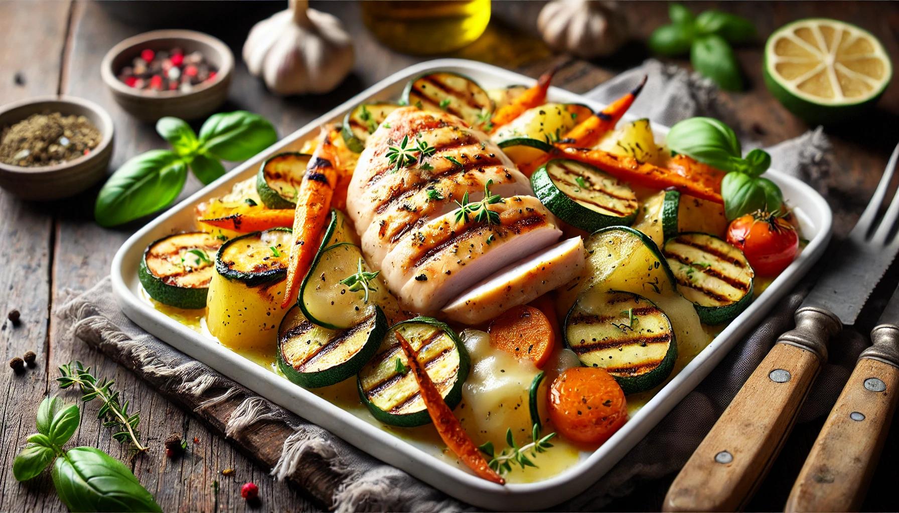 Legume Gratinate cu Piept de Pui