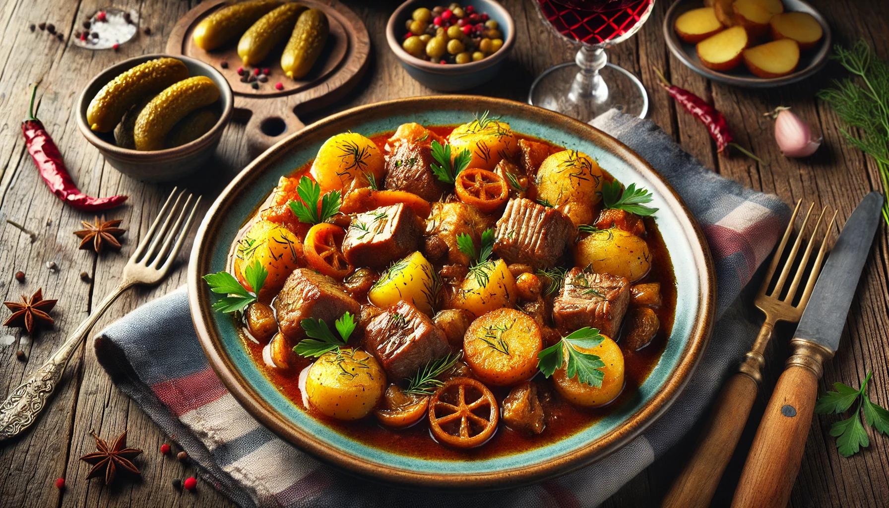 Mancare de cartofi cu carne de porc - reteta traditionala