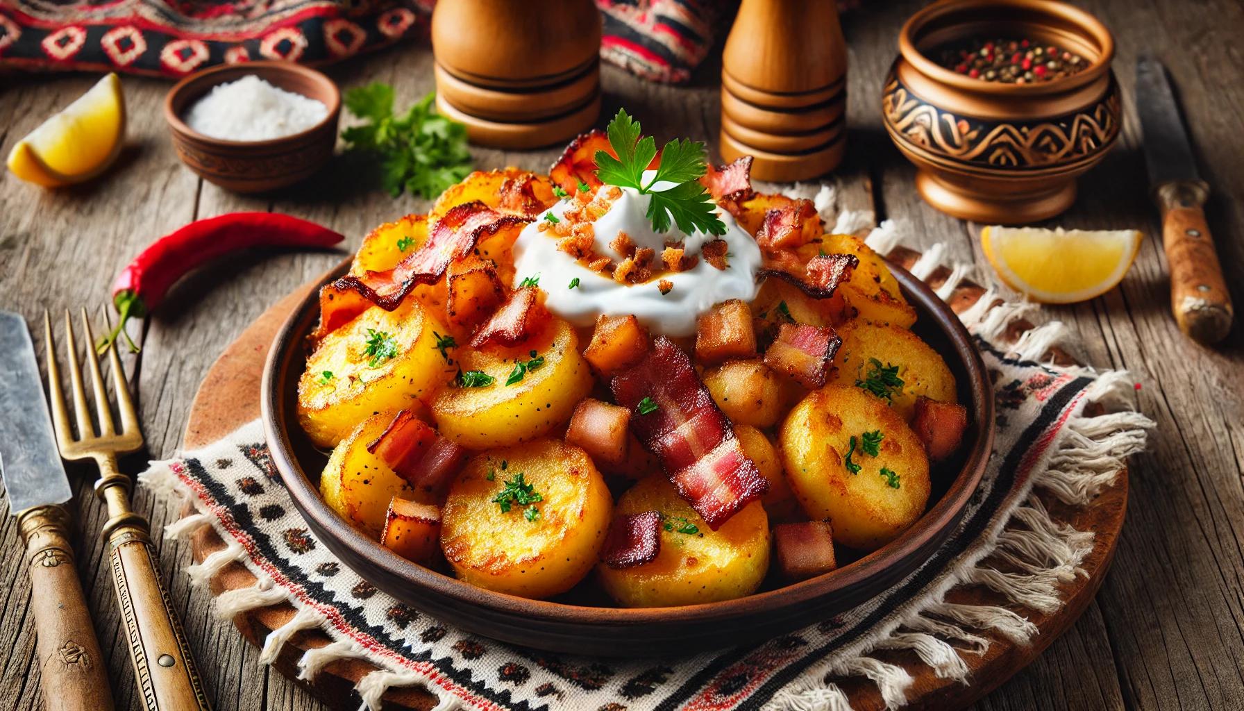 Mancare de cartofi cu slanina afumata - reteta traditionala