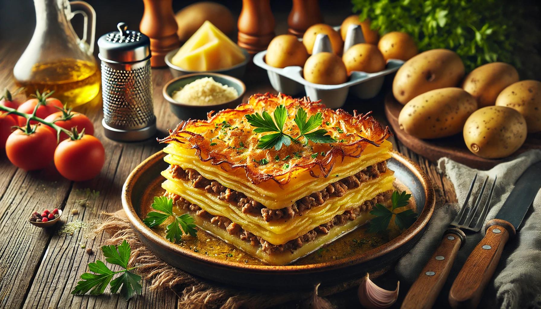 Musaca Romaneasca cu Cartofi si Carne Tocat