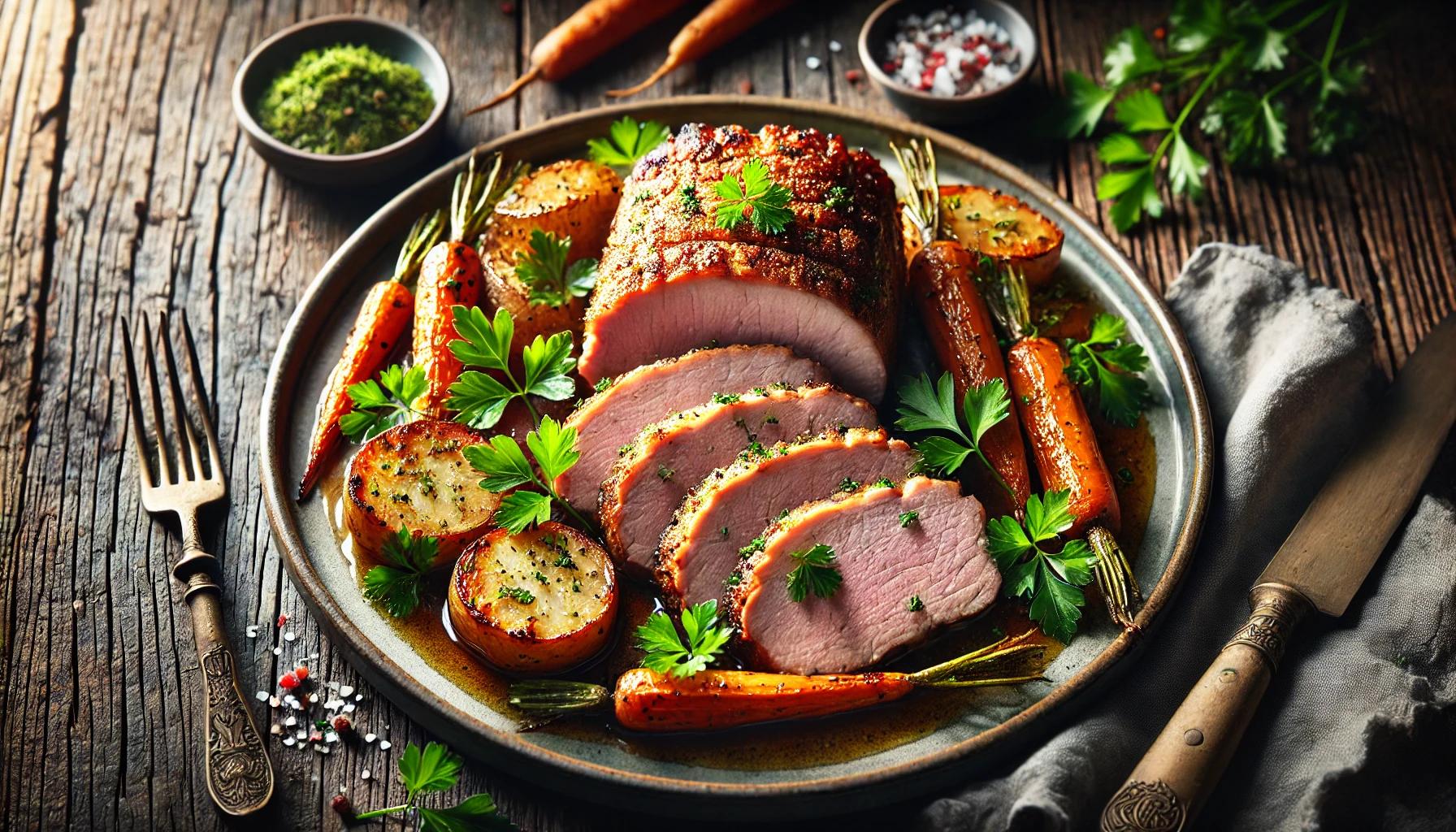 Muschiulet de porc la tava - suculent si aromat