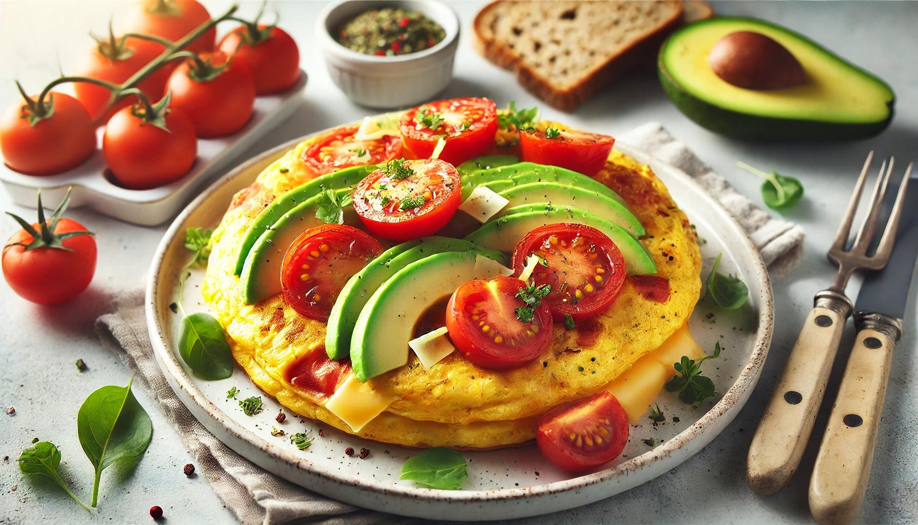 Omleta cu rosii, branza si avocado - mic dejun sanatos