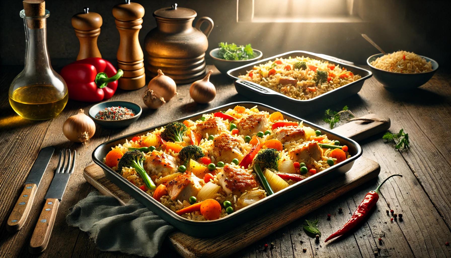 Orez cu Legume si Pui la Cuptor