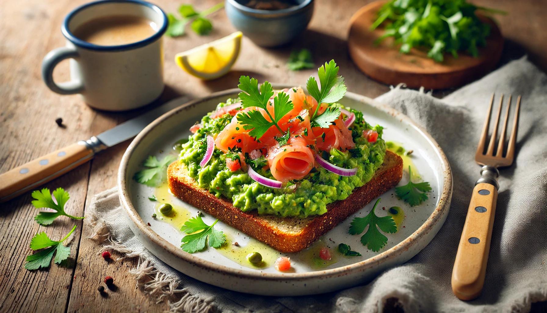 Paine Prajita cu Guacamole si Somon Afumat