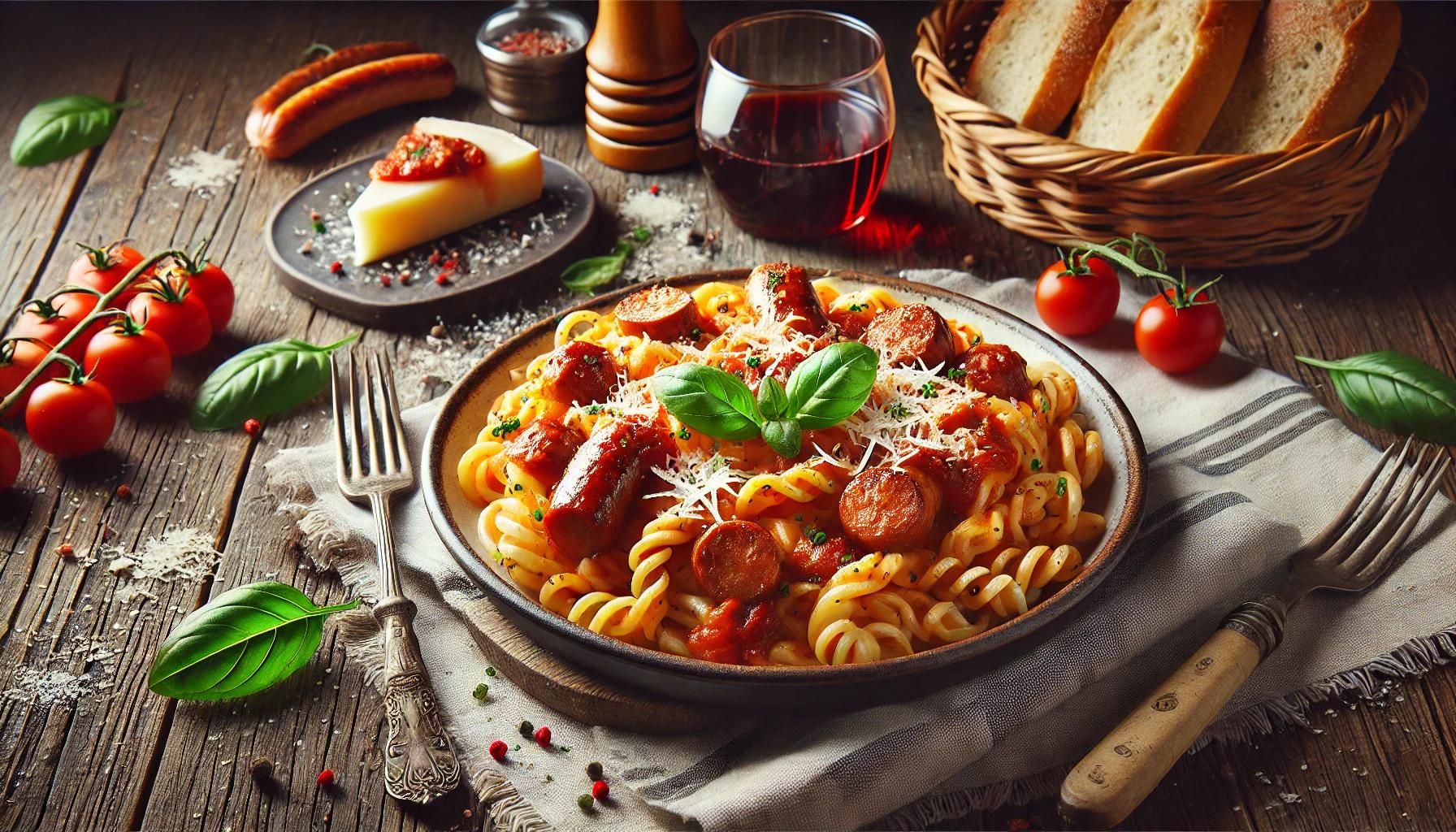 Paste cu carnati si sos de rosii - Combinatie savuroasa