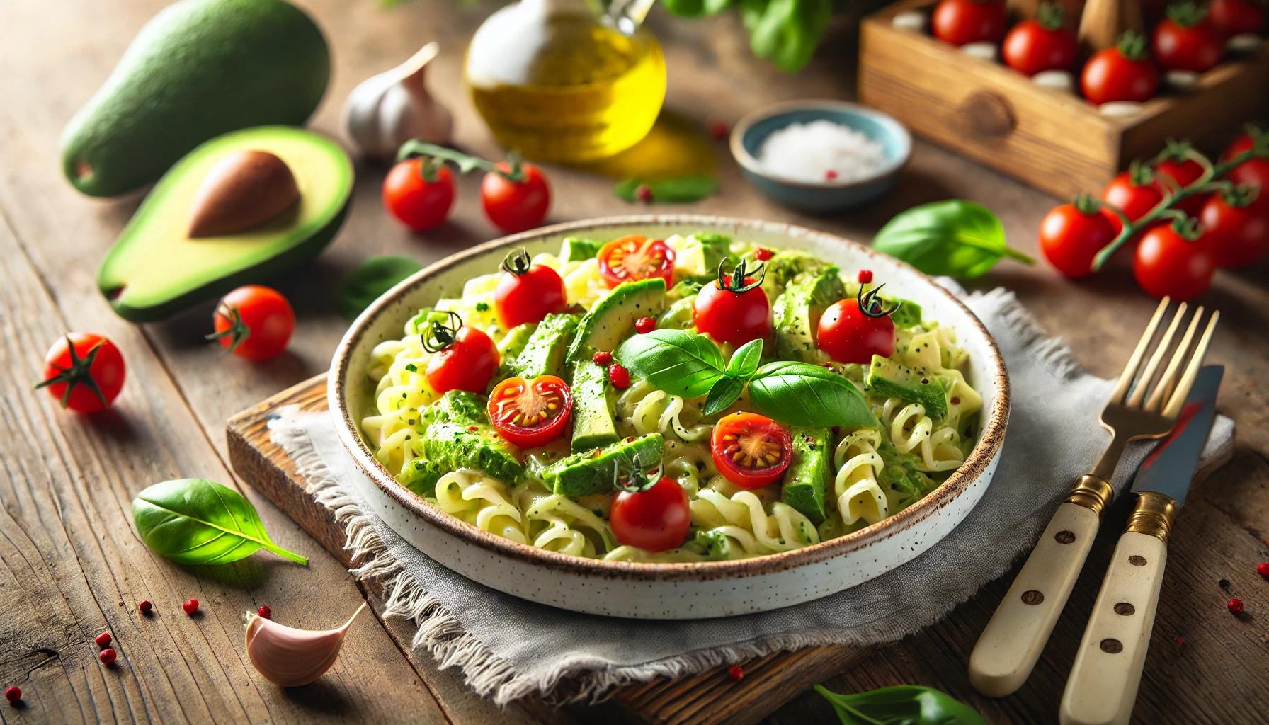 Paste cu sos de avocado - reteta vegetariana
