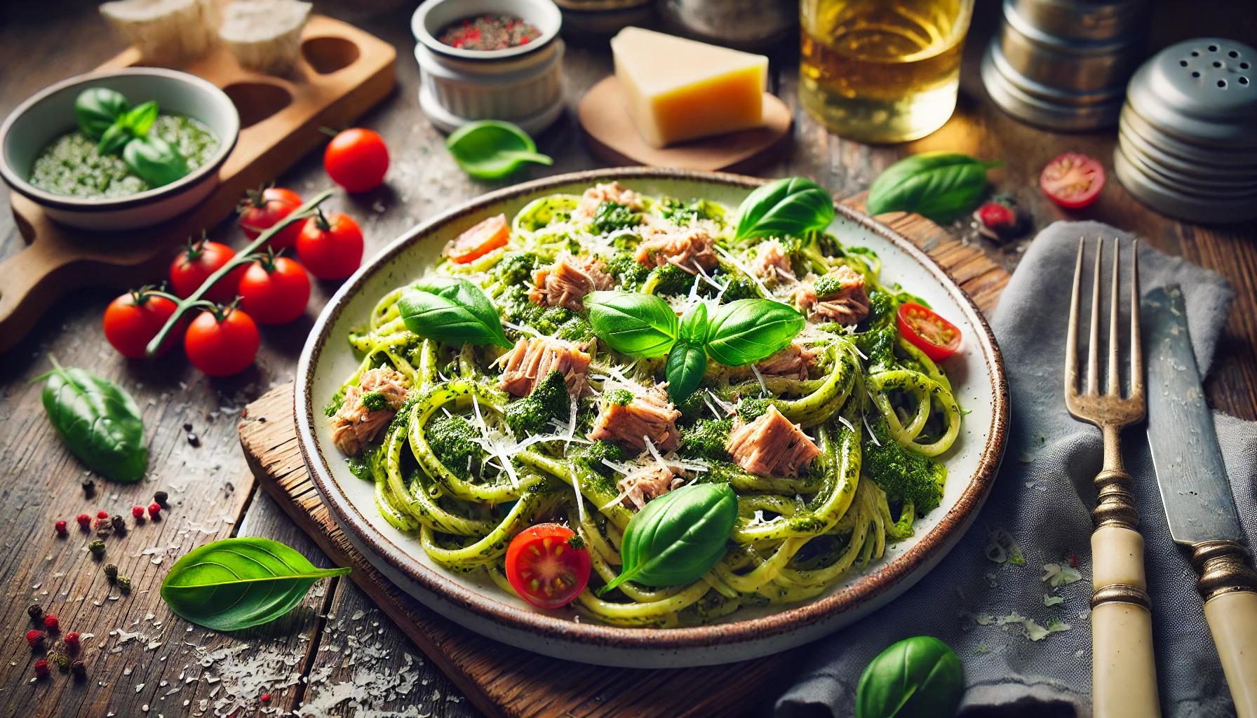 Paste cu Ton si Sos Pesto