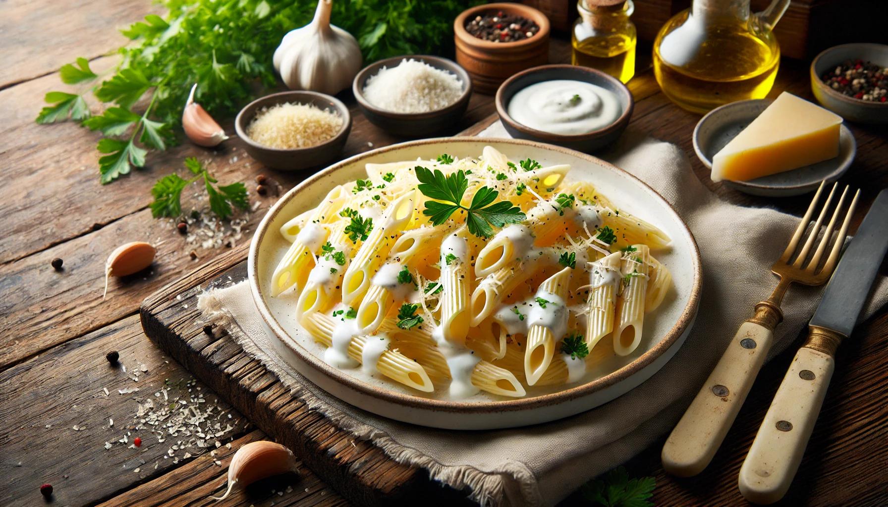 Penne Rigate cu Sos de Iaurt - Reteta Sanatoasa si Gustoasa