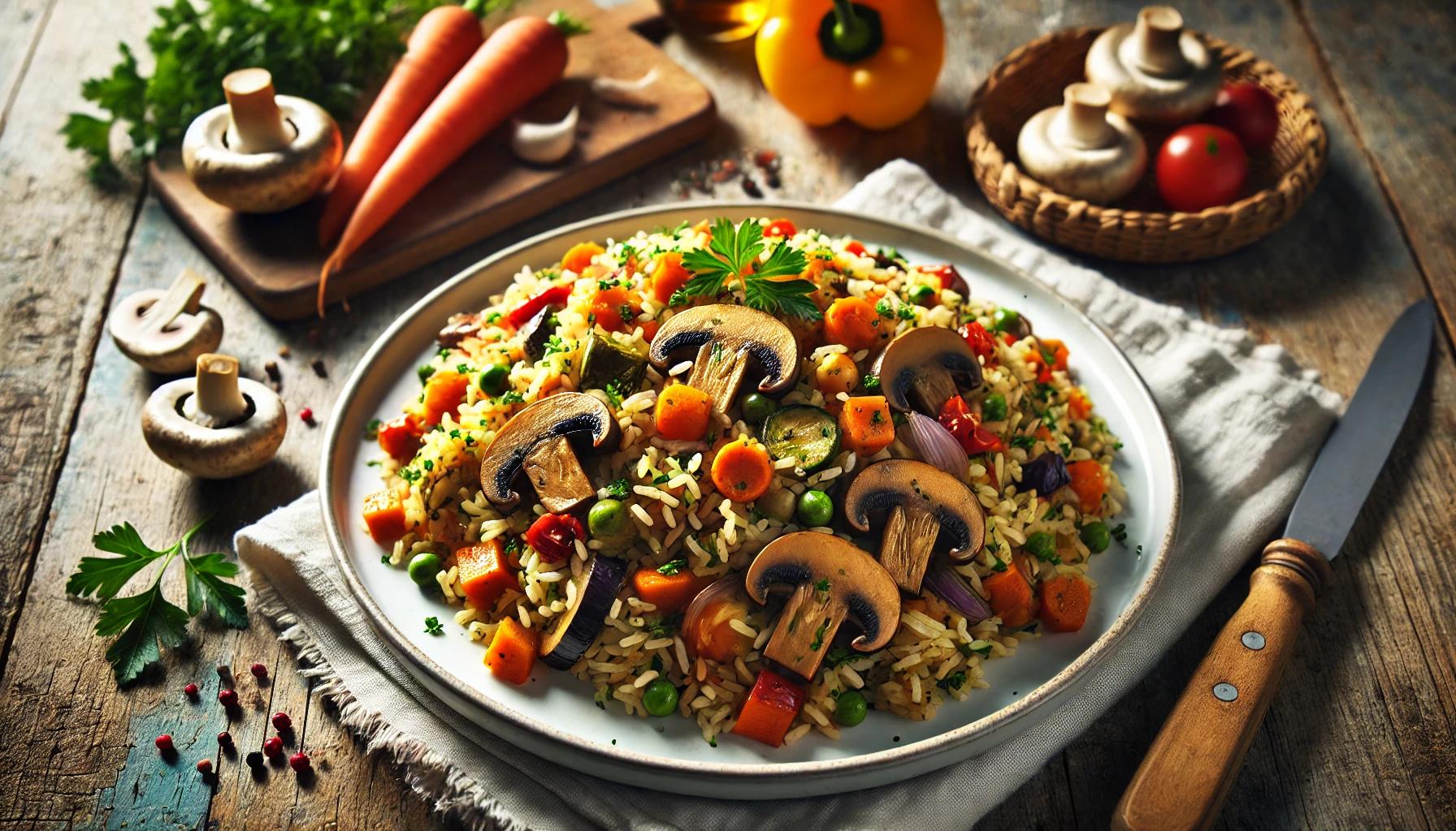Pilaf cu ciuperci si legume - reteta simpla si gustoasa