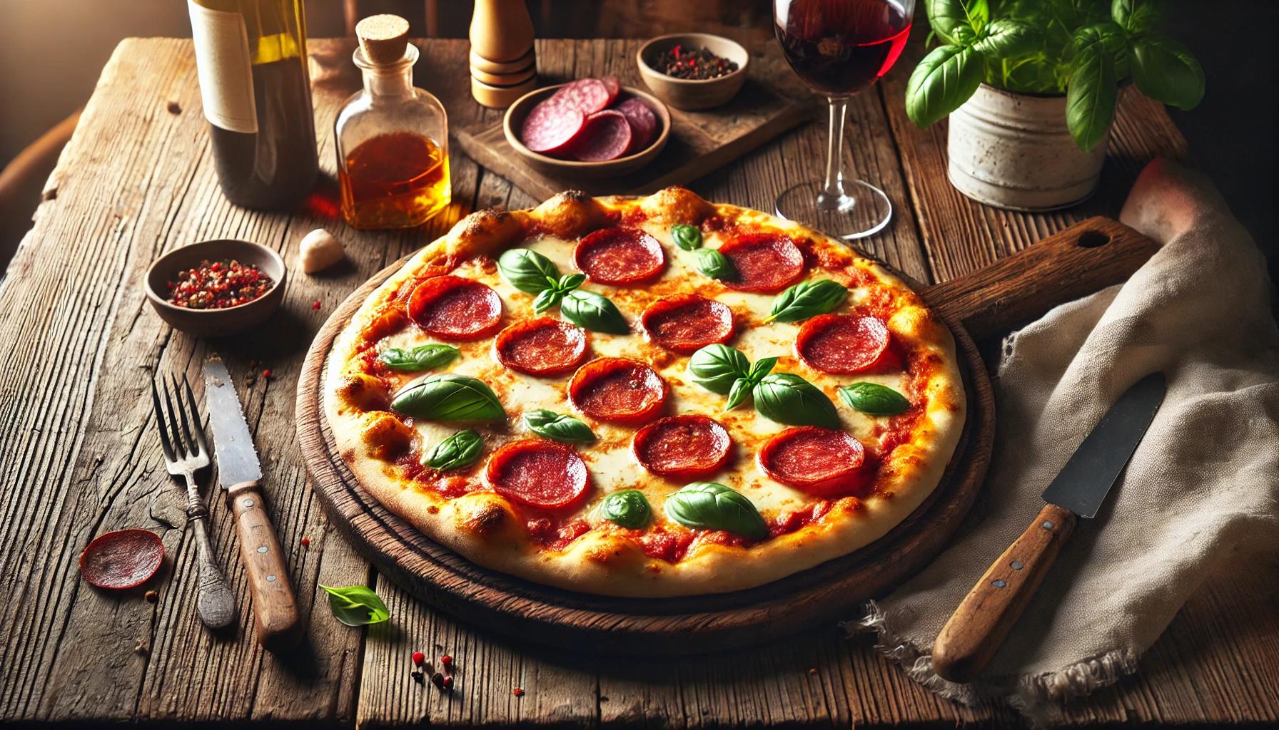 Pizza cu salam - reteta italiana clasica