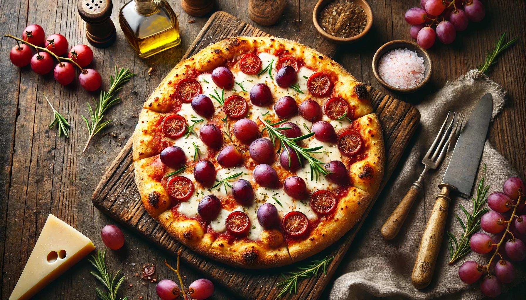 Pizza cu struguri si branza - combinatie surprinzatoare