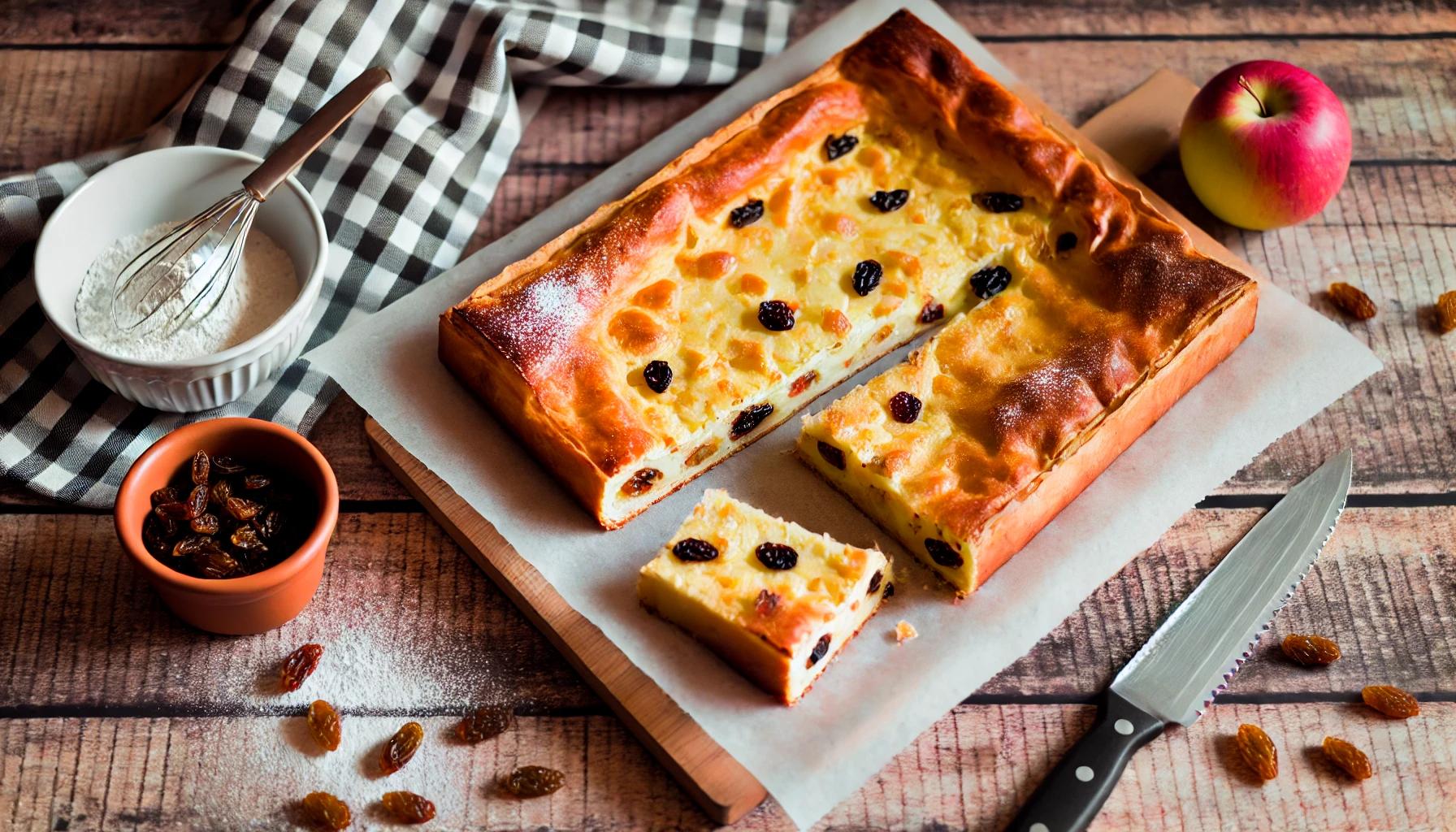 Placinta cu branza dulce si stafide - Reteta traditionala