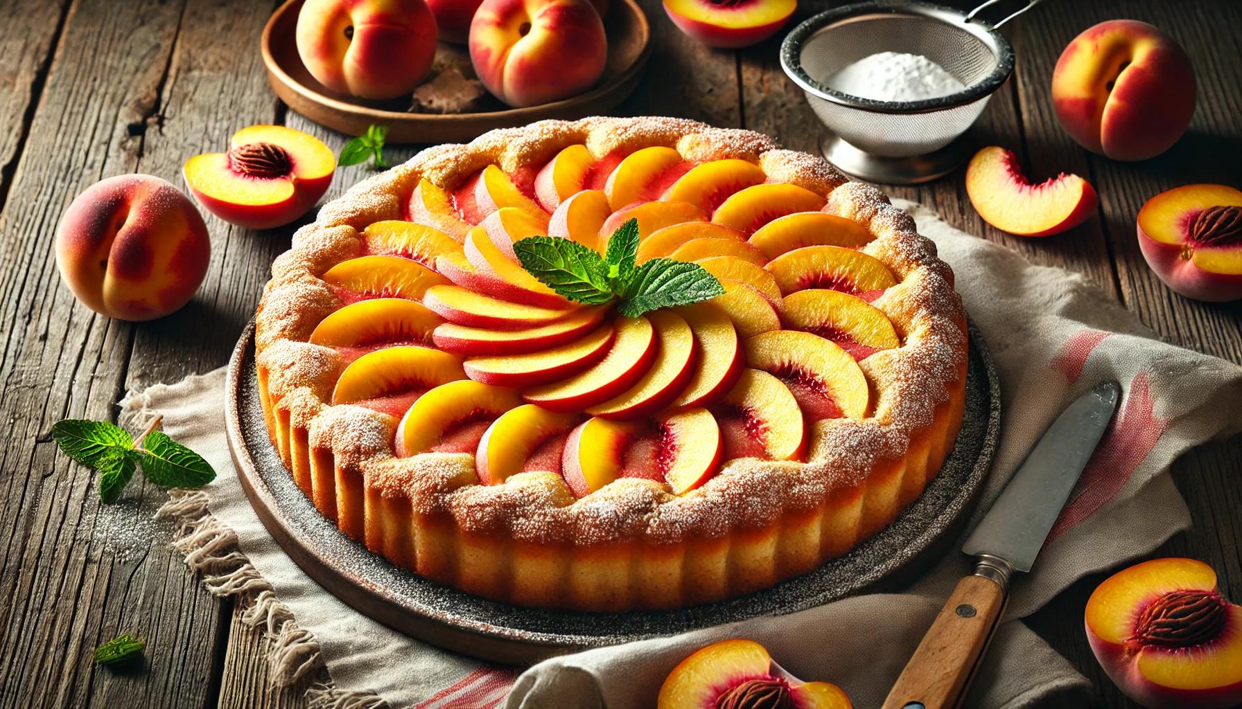 Prajitura cu piersici - desert fructat si racoros