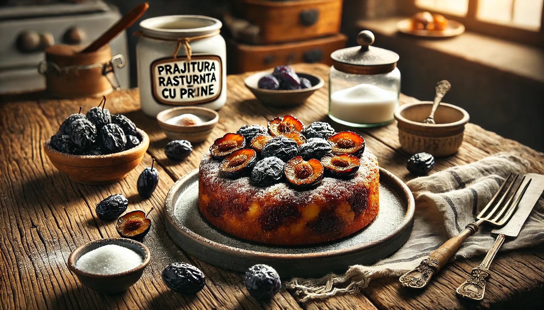 Prajitura rasturnata cu prune