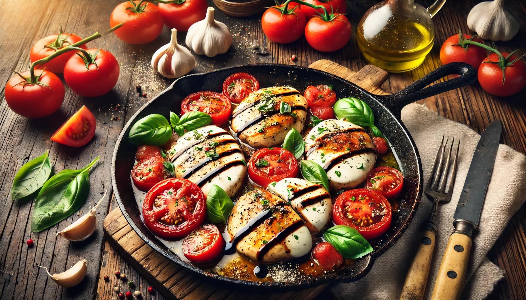 Pui caprese la tigaie - reteta italiana gata in 30 minute
