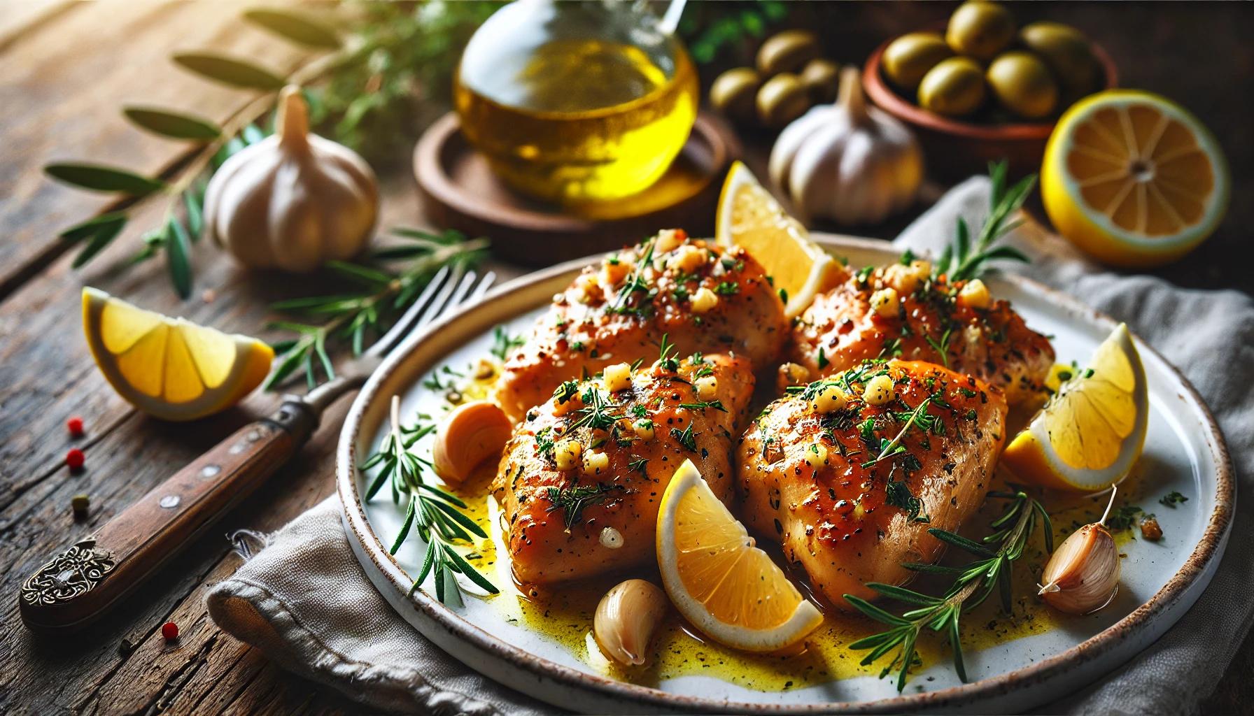 Pui cu usturoi in stil mediteranean - reteta savuroasa