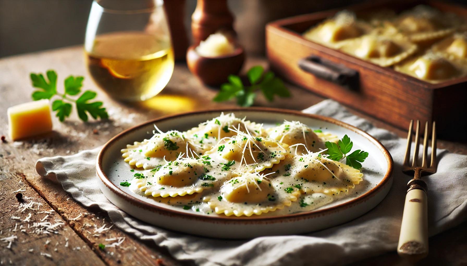 Ravioli cu sos alb - reteta perfecta pentru o cina romantica