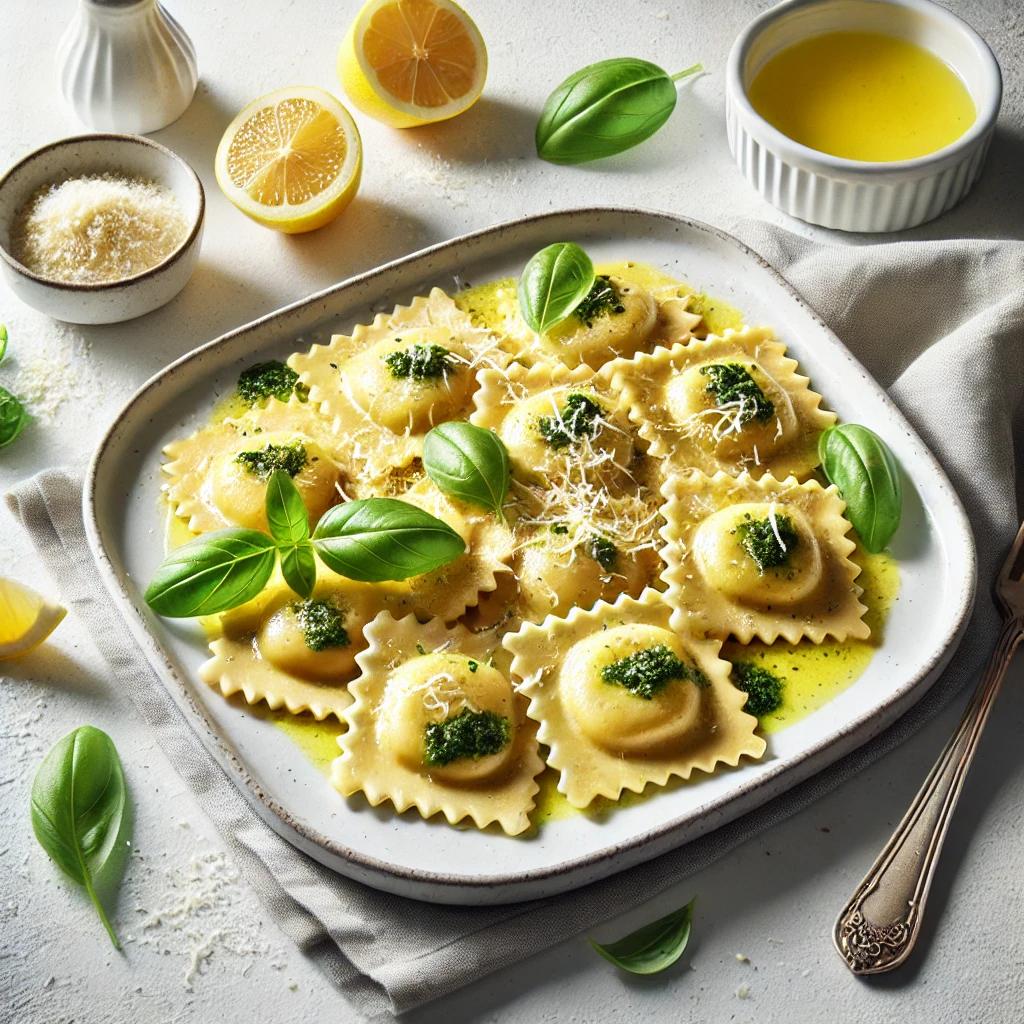 Ravioli cu sos de lamaie, unt si busuioc - reteta delicioasa