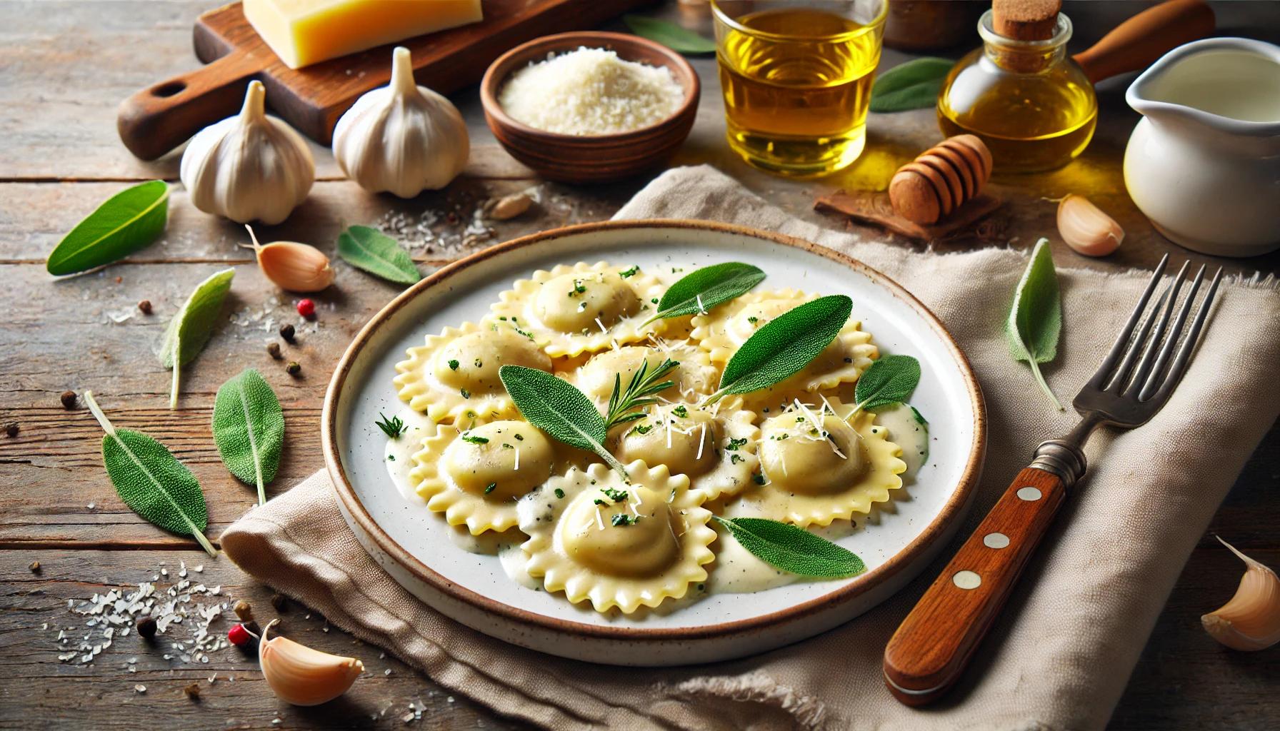 Ravioli cu sos de vin si parmezan - deliciu italian