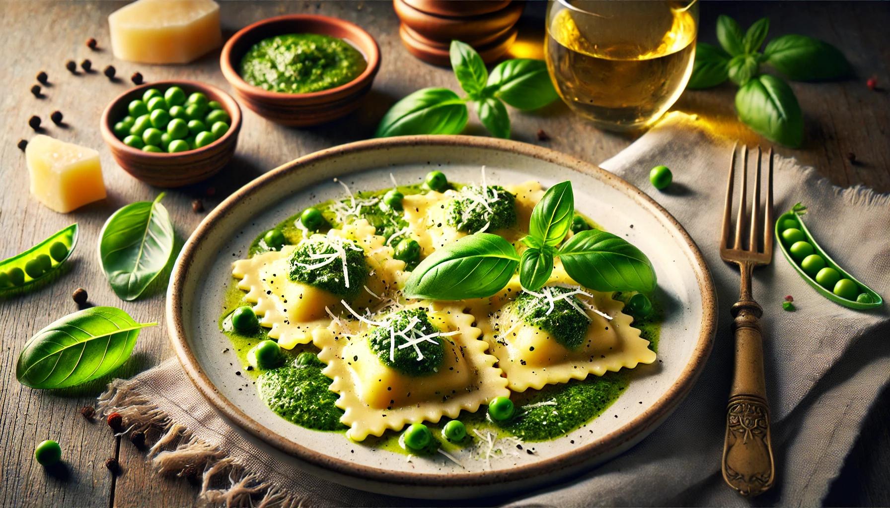 Ravioli cu sos pesto de busuioc - reteta aromata si delicioasa