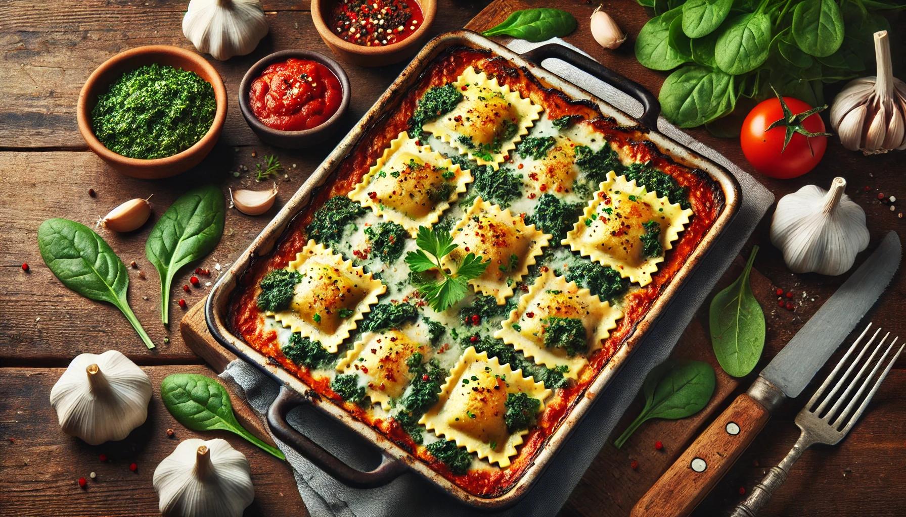 Ravioli la cuptor cu spanac - reteta usoara si gustoasa