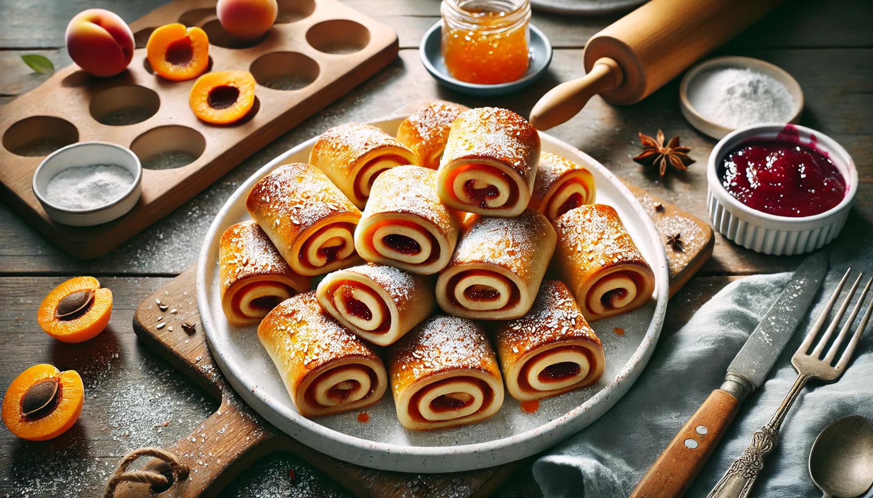 Rulouri cu gem din aluat de foietaj - desert simplu si gustos