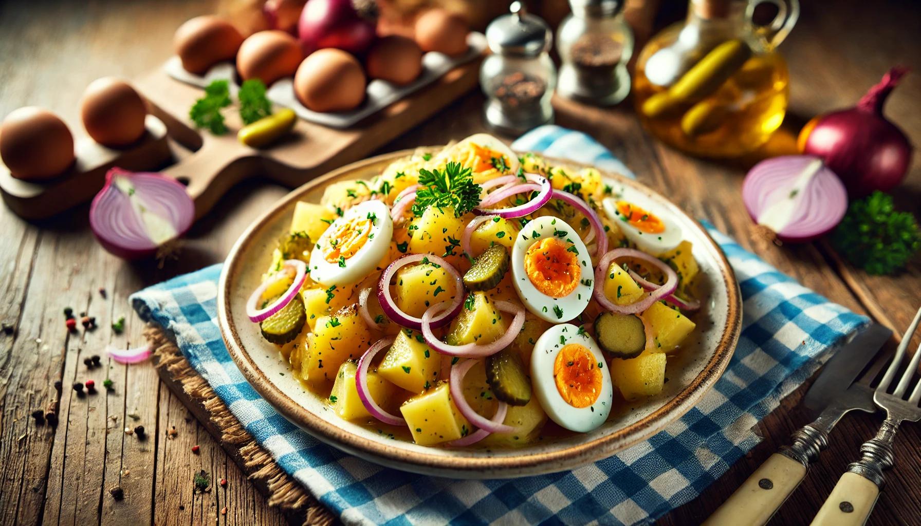 Salata bavareza cu cartofi si oua - reteta usor de facut