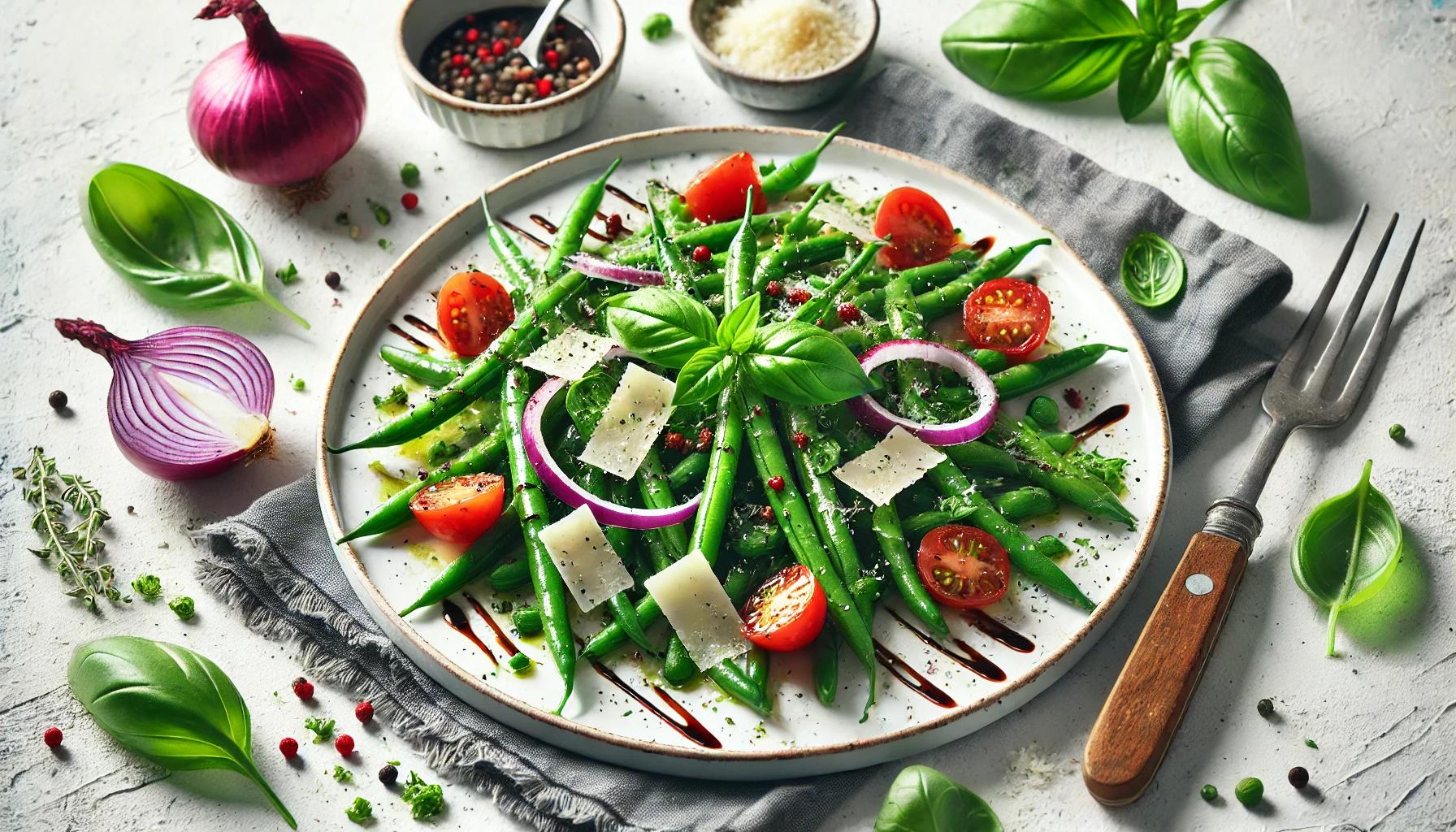 Salata de Fasole Verde cu Busuioc, Parmezan si Otet Balsamic