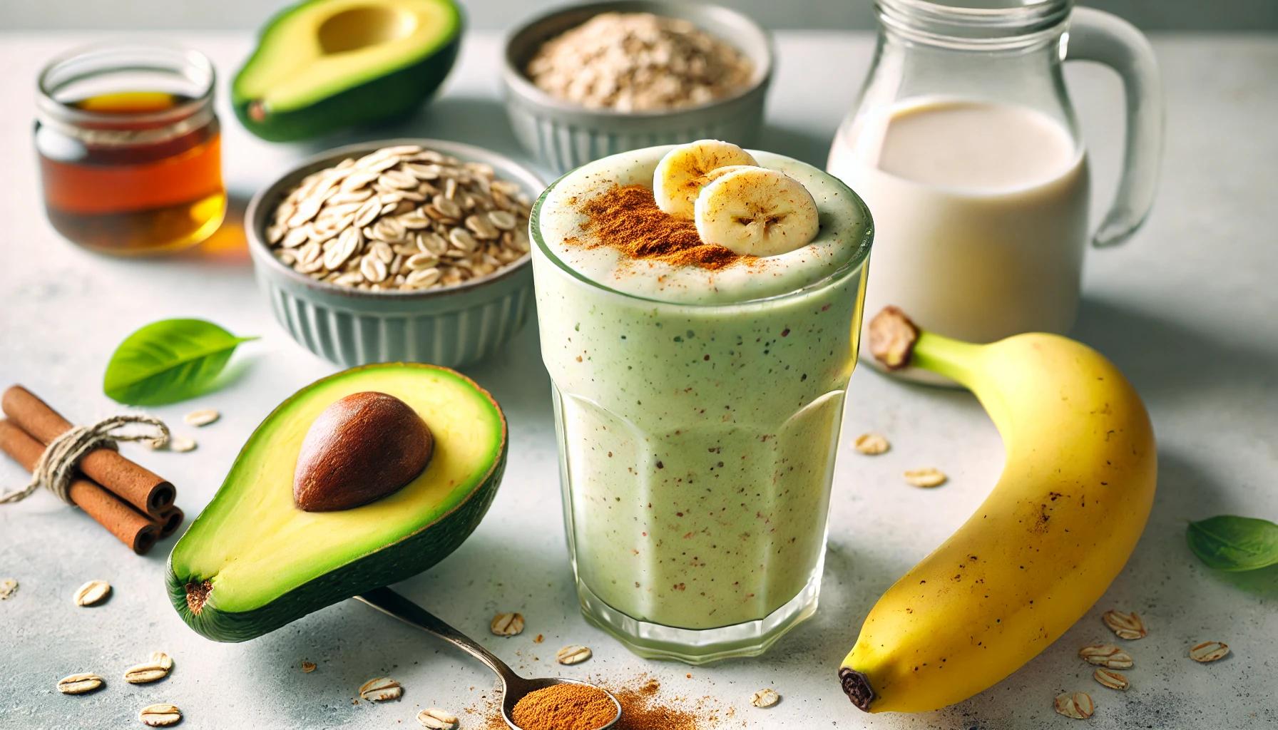Smoothie cu avocado, banane si fulgi de ovaz