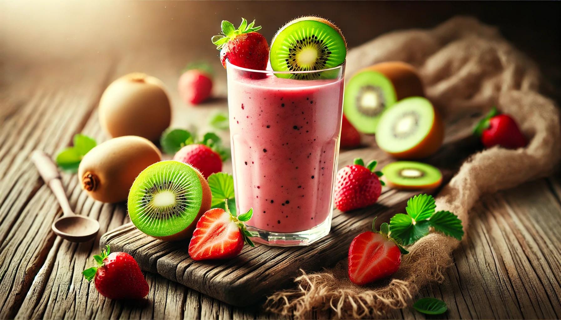 Smoothie cu Kiwi si Capsuni - Reteta Revigoranta